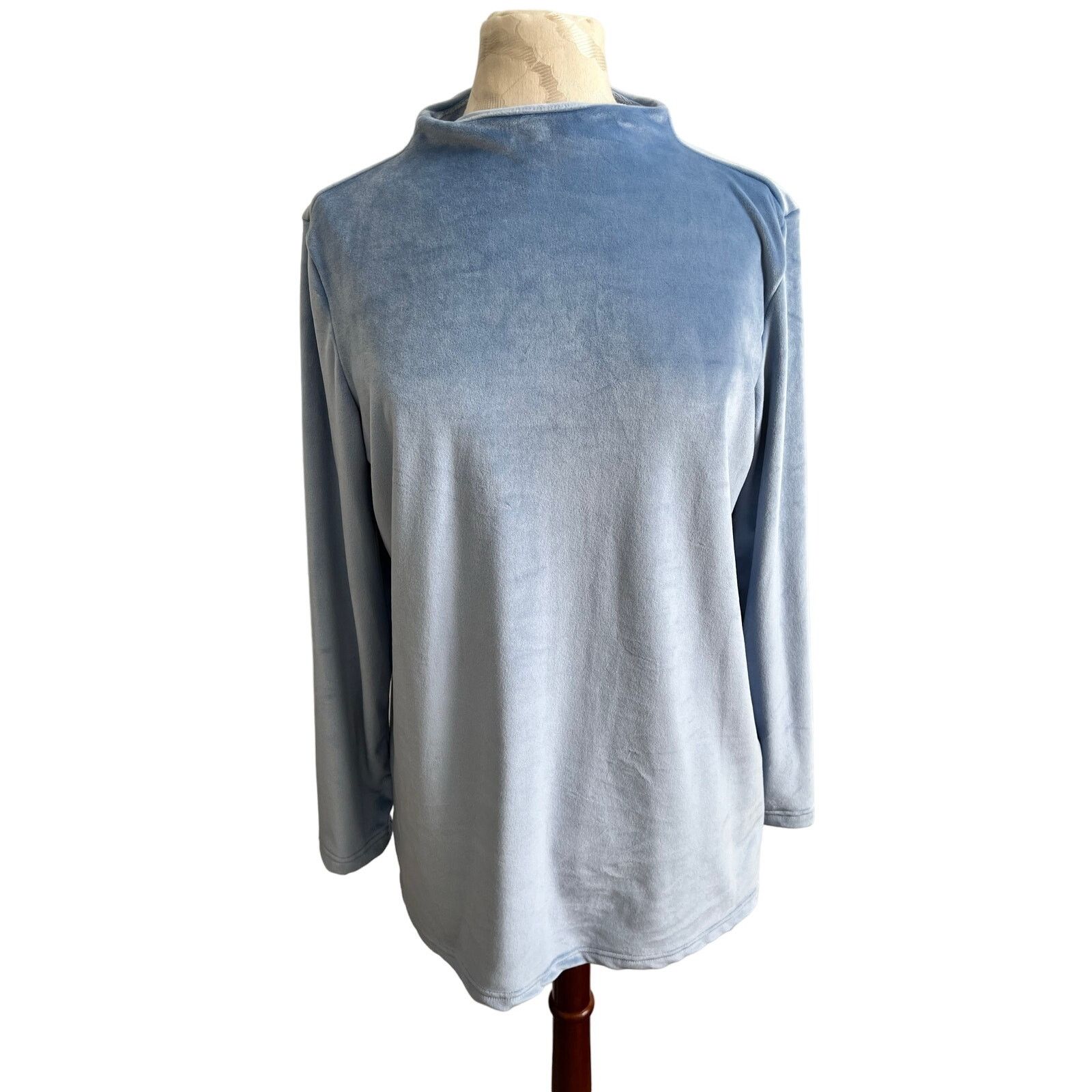 Lands' End Lands End Mock Neck Velvet Blouse Petite Medium Size M / US 6-8 / IT 42-44 - 1 Thumbnail
