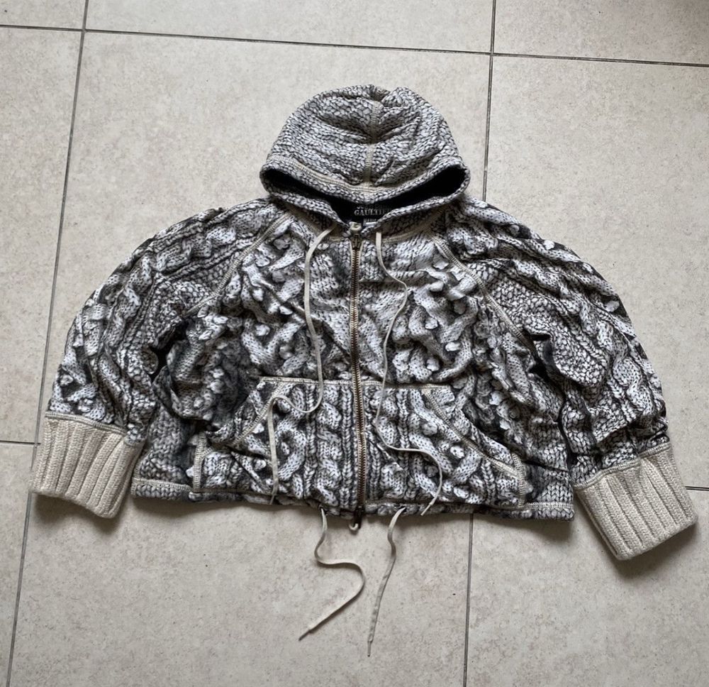 Jean Paul Gaultier Vintage JPG Visual Knit Hoodie Size S / US 4 / IT 40 - 1 Thumbnail