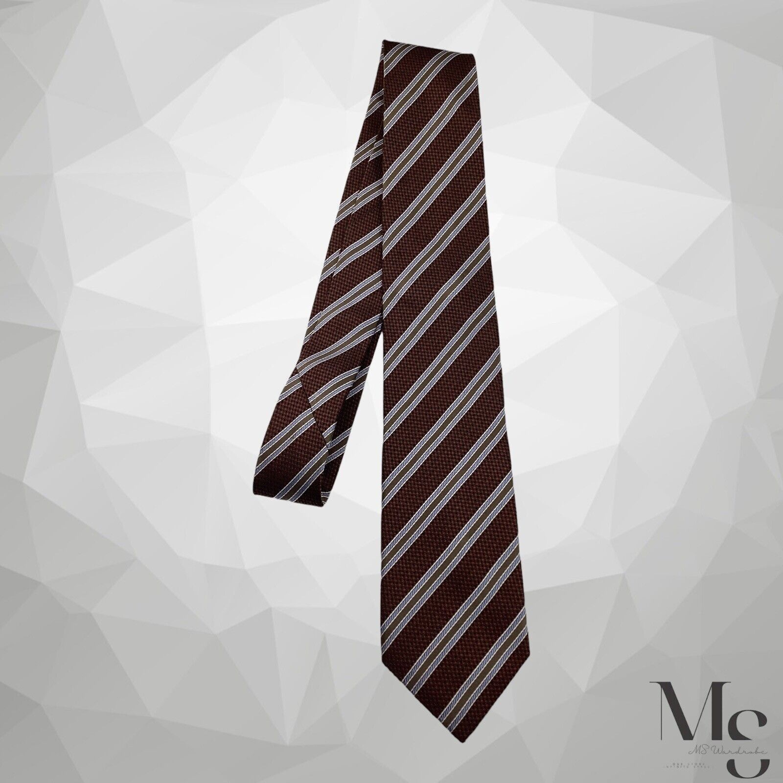 Craftsman CRAFTON 1853 Brown Striped Silk Tie W:3" EX COND Size ONE SIZE - 6 Thumbnail