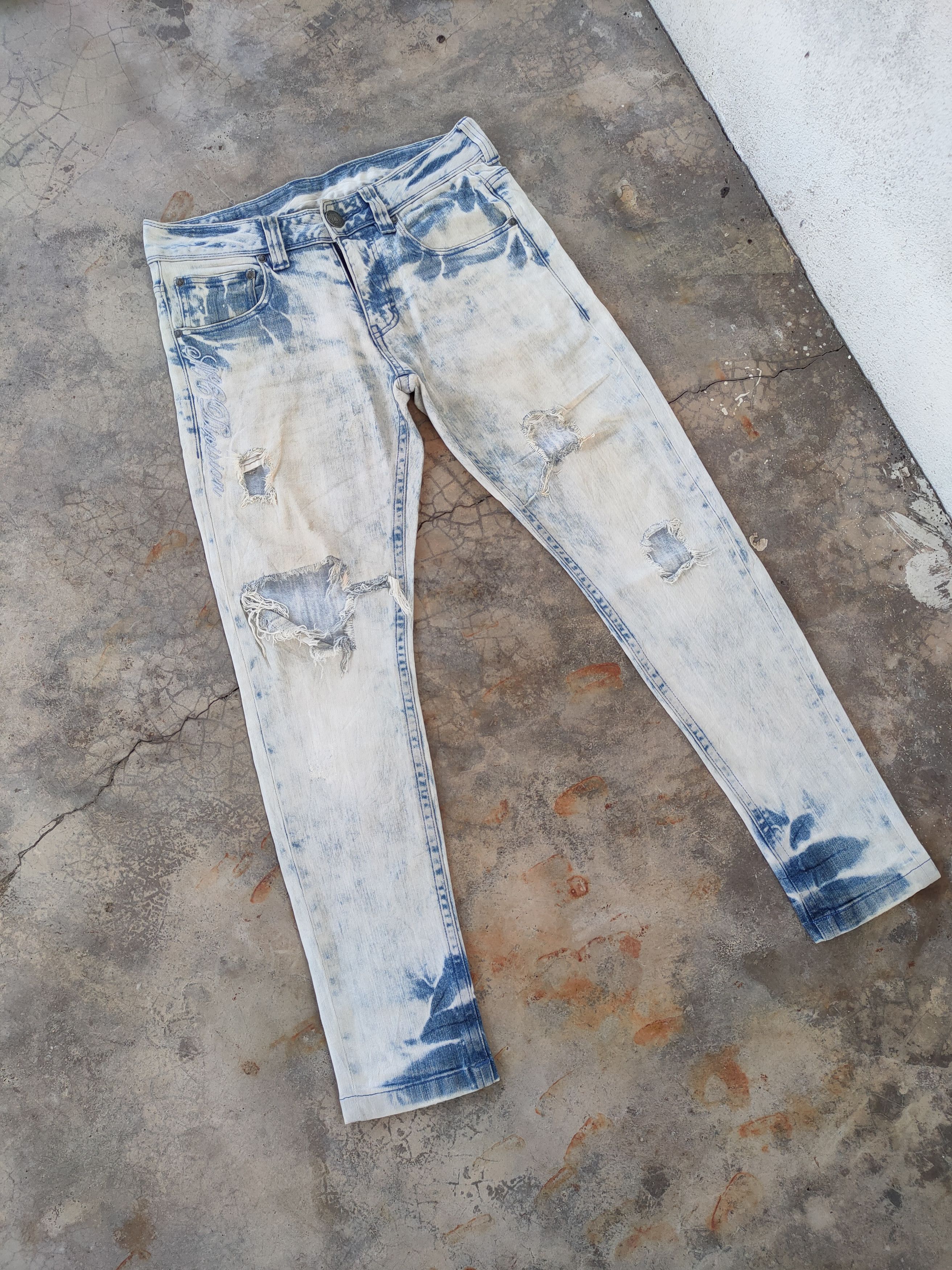 Japanese Brand VINTAGE MCD PUNK ROCK FADED WASH DISTRESSED JEANS PANTS Size US 32 / EU 48 - 2 Thumbnail
