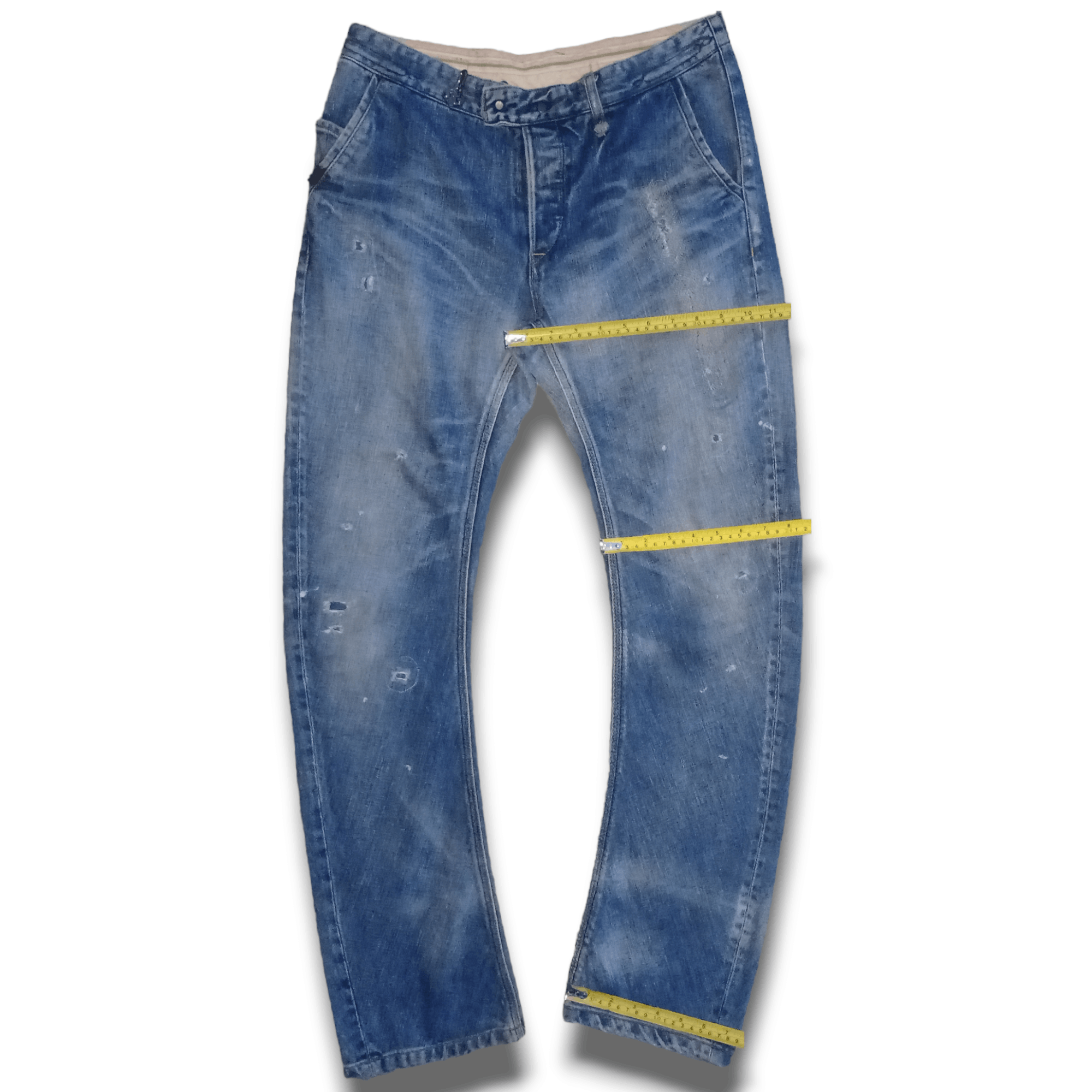 Japanese Brand Vintage Japanese Brand Buckle Back Distressed Curve Jeans Size US 31 - 10 Thumbnail