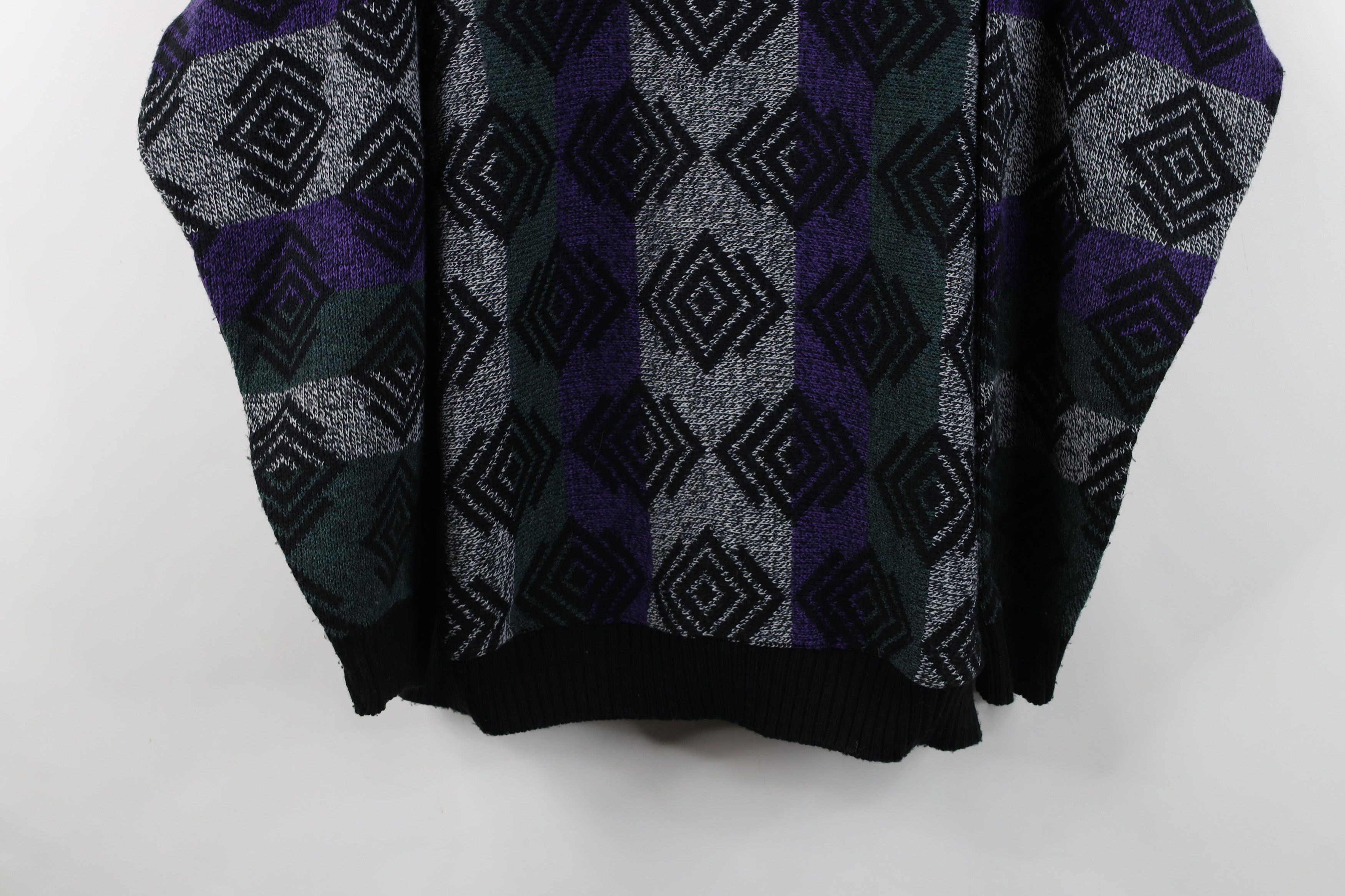 Vintage Vintage 90s Coogi Style Striped Geometric Knit Sweater USA Size US XL / EU 56 / 4 - 3 Thumbnail
