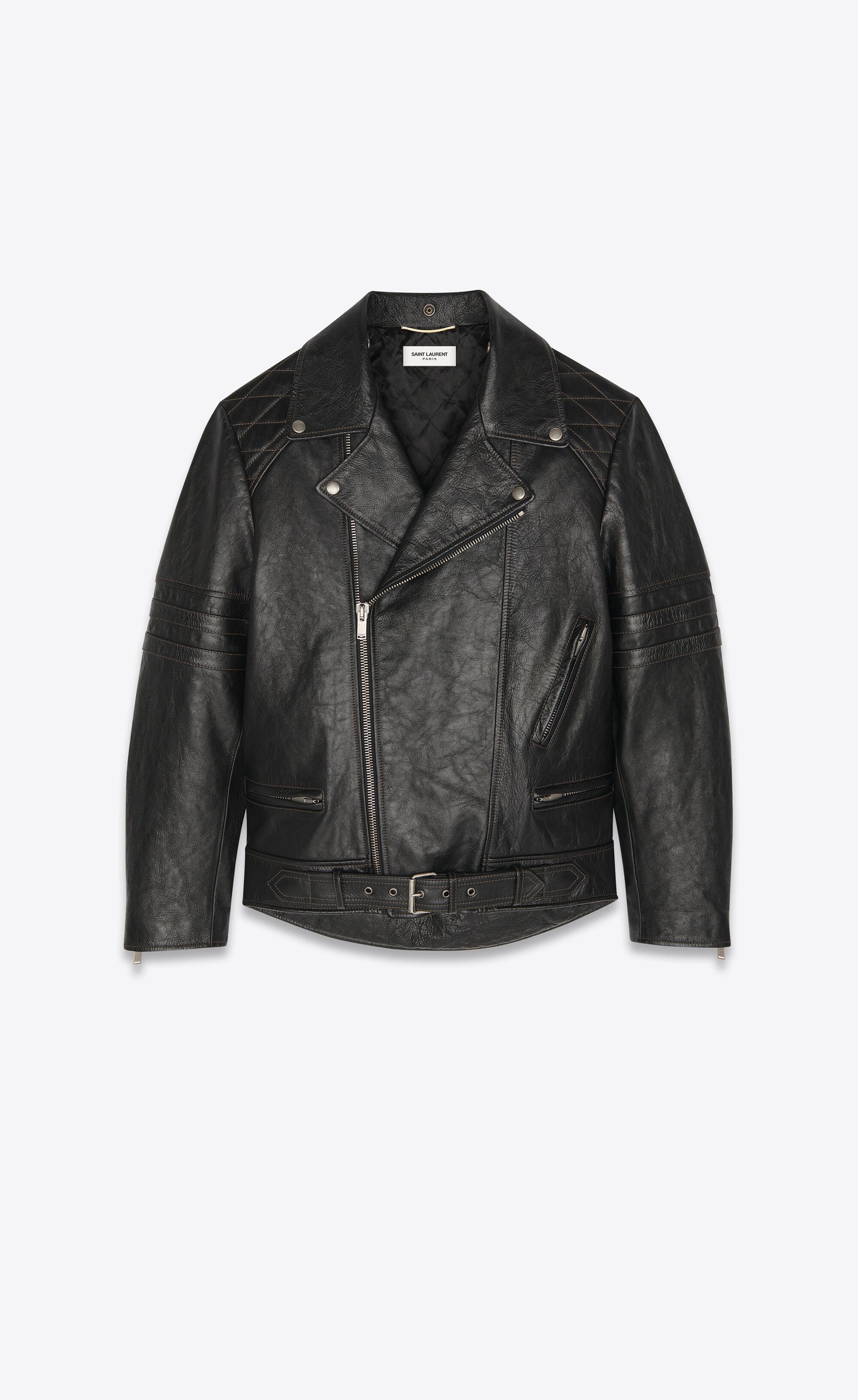 Saint Laurent Paris o1bcso1str1224 Biker Jacket in Leather And Feather in Black Size L / US 10 / IT 46 - 4 Thumbnail