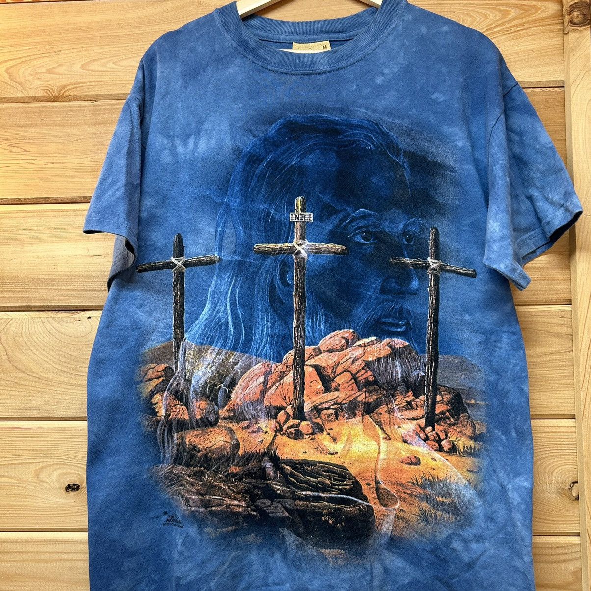 Vintage Vintage Jesus Religious Crosses Blue Tie Dye Graphic T Shirt Size US M / EU 48-50 / 2 - 2 Thumbnail