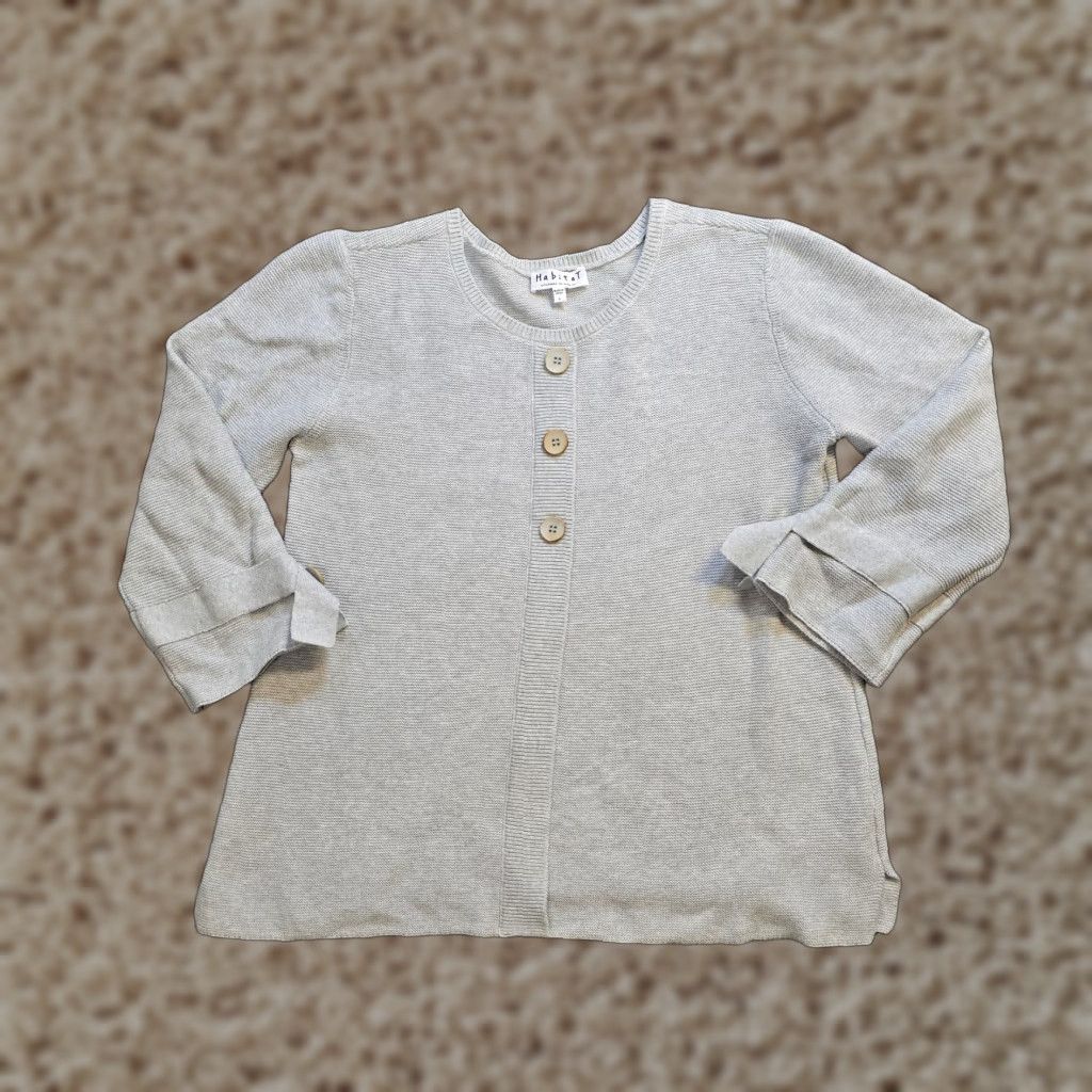 Habitat Habitat Sweat er Womens Large Gray Knit Long Sleeve Bows Lagenlook Casual Top Size L / US 10 / IT 46 - 1 Thumbnail
