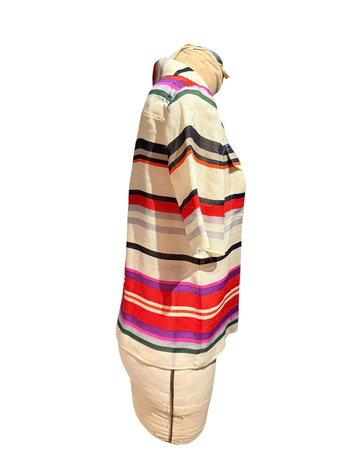 Other Derek Lam Silk and Wool Multicolor Striped Button-Up Shirt Size M / US 6-8 / IT 42-44 - 2 Thumbnail