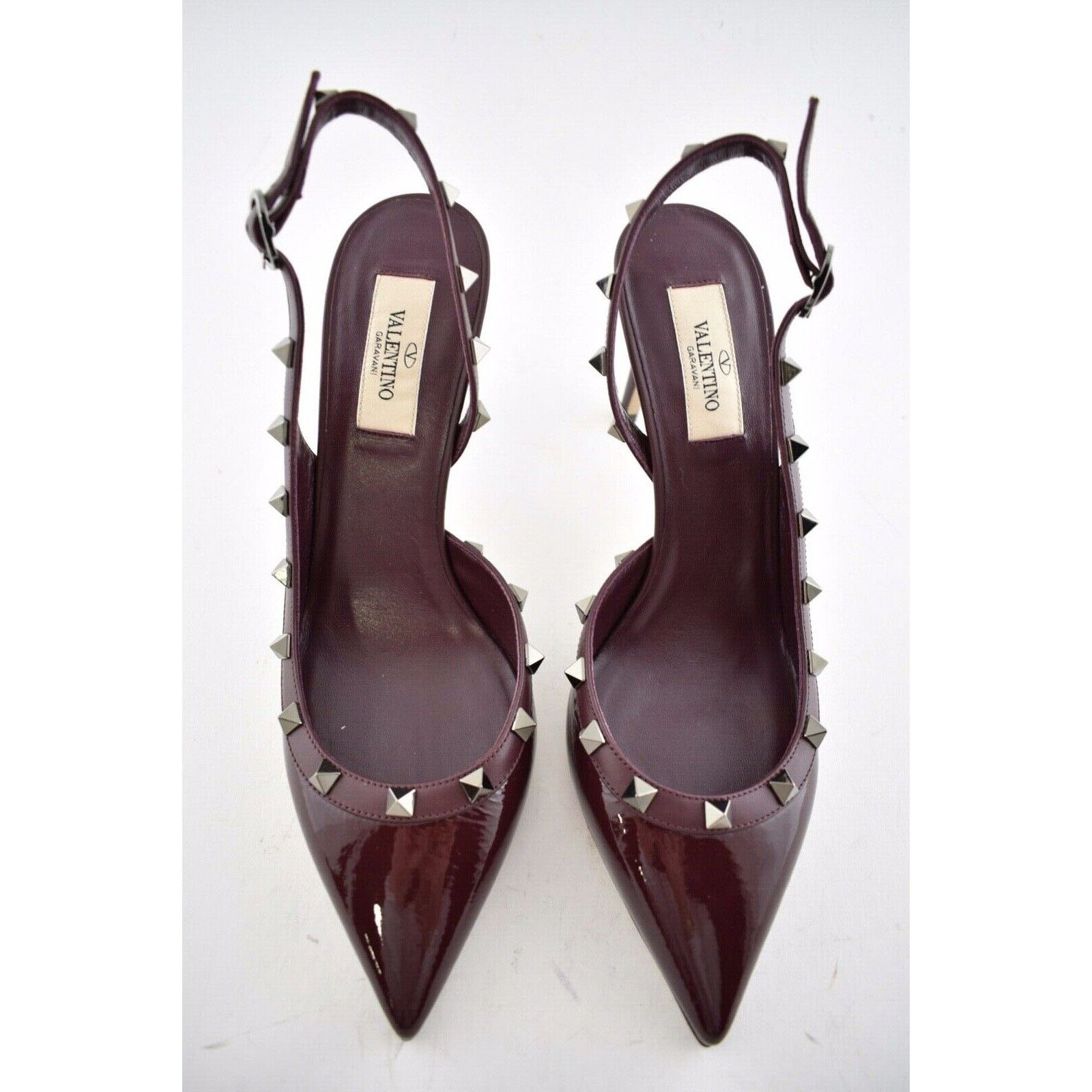 Valentino Valentino Rockstud 85 Rubin Red Patent Leather Slingback Size US 8.5 / IT 38.5 - 6 Thumbnail