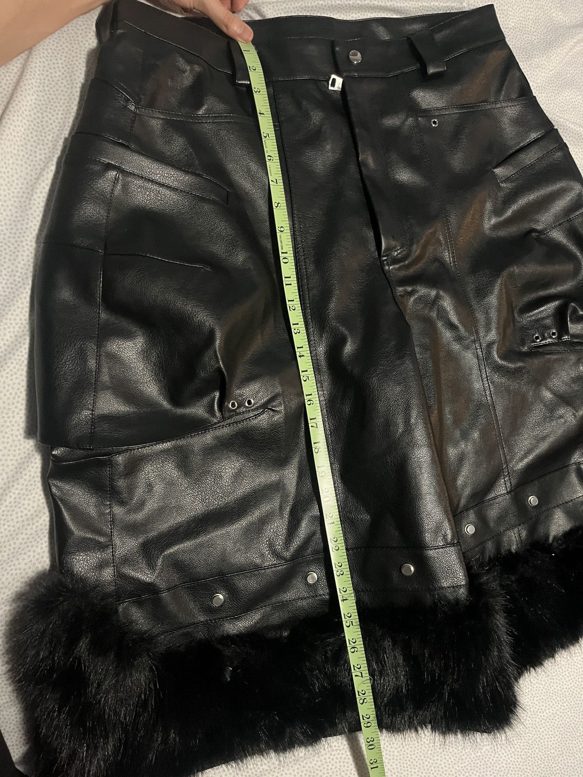 Other Opium Vegan Leather Cargo Shorts with Detachable Fur Size US 39 - 3 Thumbnail