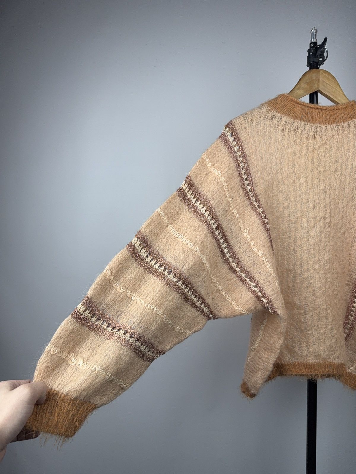 Japanese Brand Vintage Avant Garde Mohair Knit Sweater Sheer Panel Design Size M / US 6-8 / IT 42-44 - 8 Thumbnail