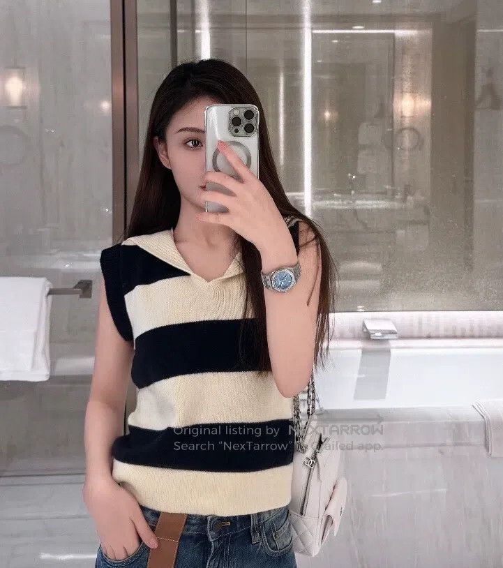 Other Dior 21 colour-blocked striped wool V-neck sleeveless knit Size XS / US 0-2 / IT 36-38 - 8 Thumbnail