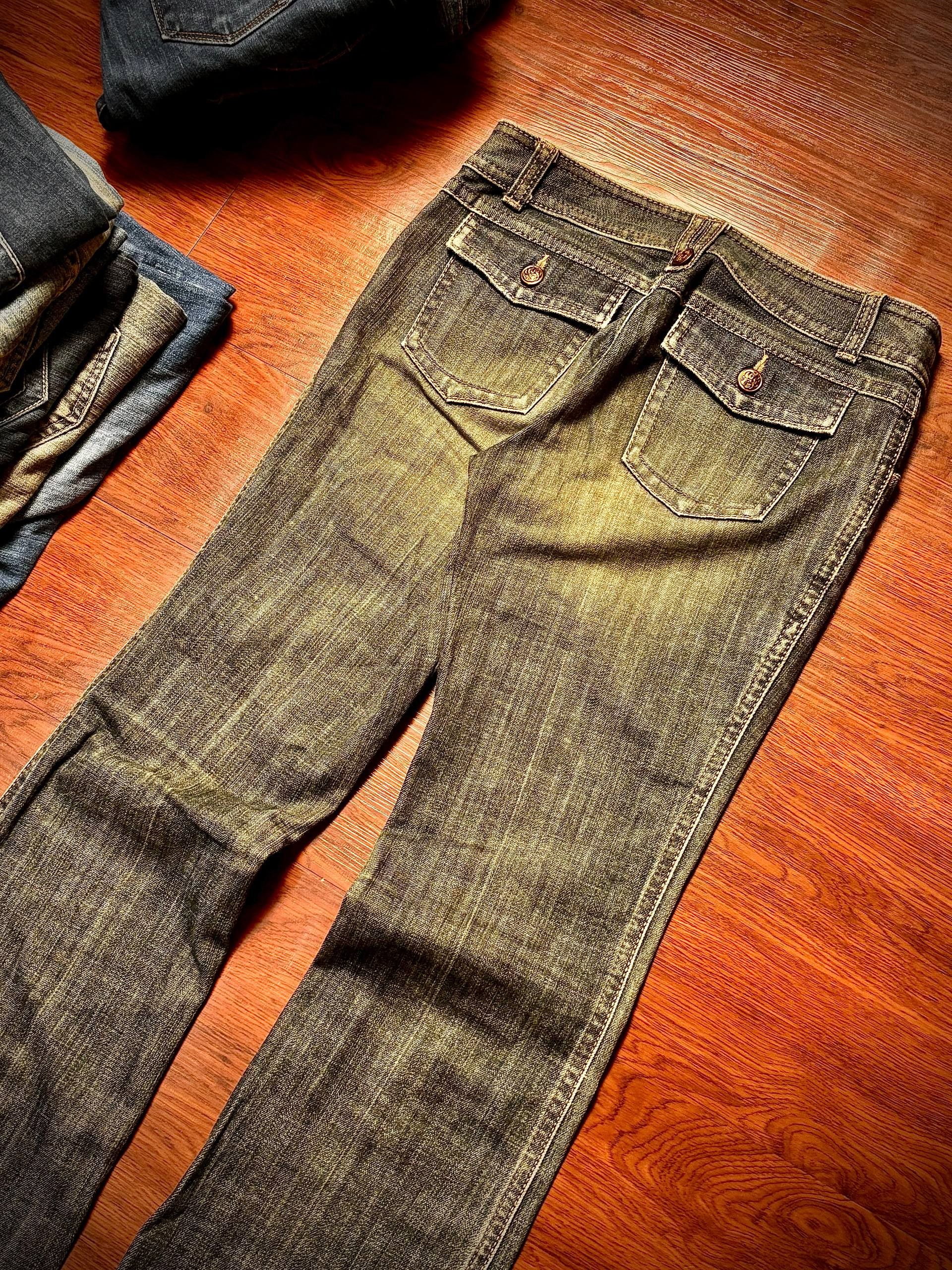 If Six Was Nine Vintage 00s Nine Faded Wash Flap Pocket Flare Denim Pants Size 30" / US 8 / IT 44 - 4 Thumbnail