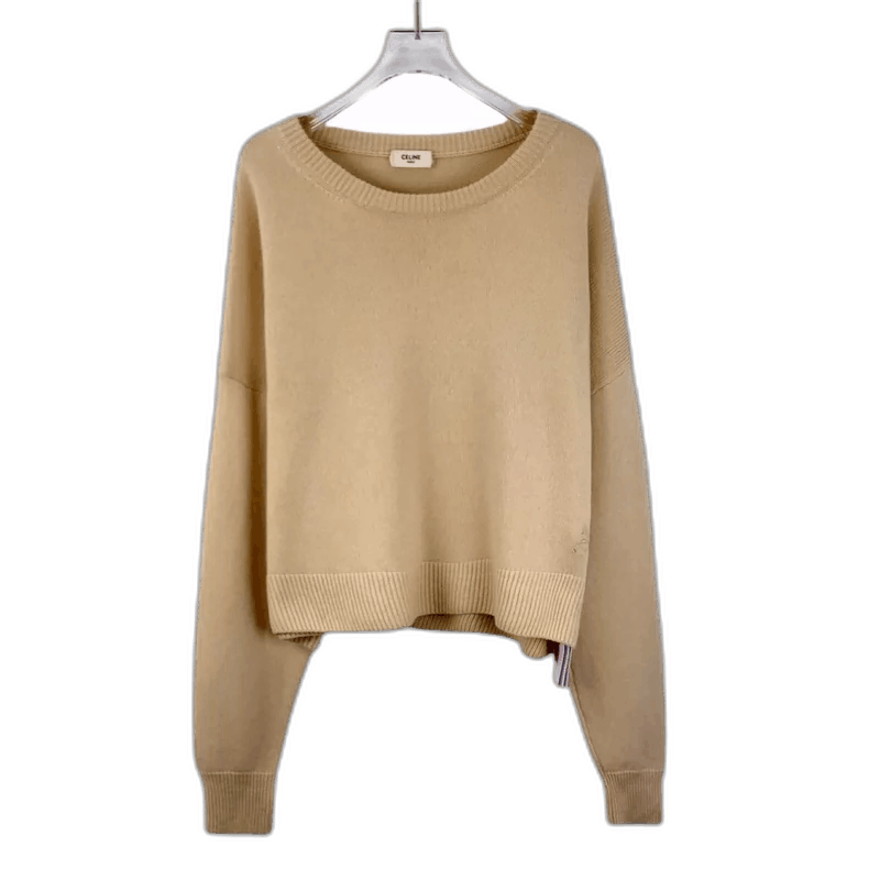 Celine Brown Embroidered Cashmere Sweater