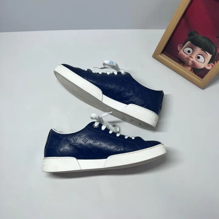 Louis Vuitton Louis Vuitton Blue Leather Casual Sneakers for Women -2508 Size US 5 / IT 35 - 6 Thumbnail