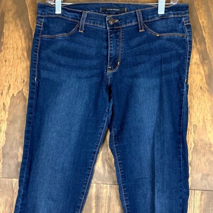Vintage Flying Monkey Womens Jeans Blue Denim Dark Wash Mid Rise Style JL59 Stretch 30 Jeans Womens Size 30 Dark Wash Stretch Modern Casual Modern Fit 200 Size 30" / US 8 / IT 44 - 2 Thumbnail