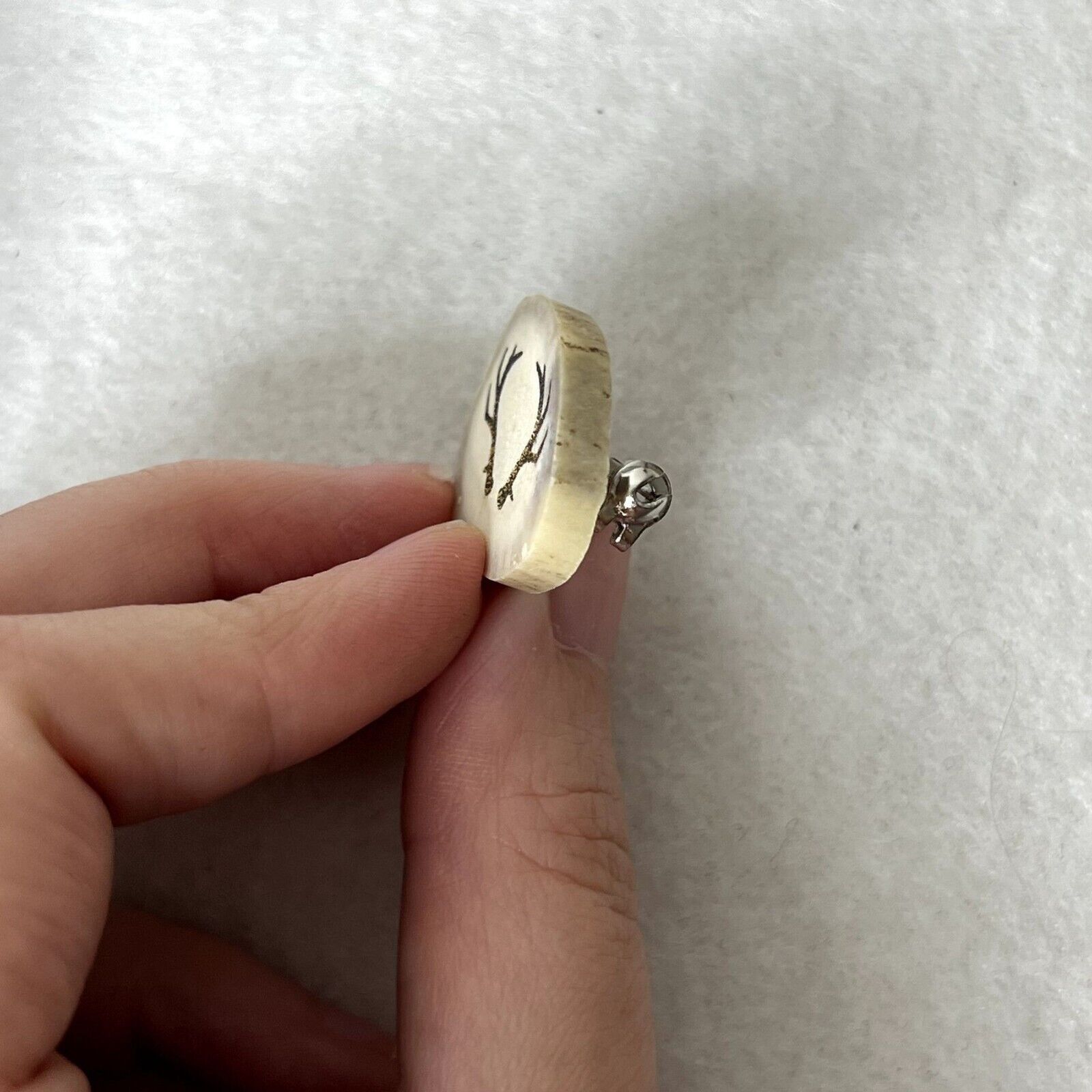 Handmade Real Deer Antler Engraved Pin Size ONE SIZE - 3 Thumbnail