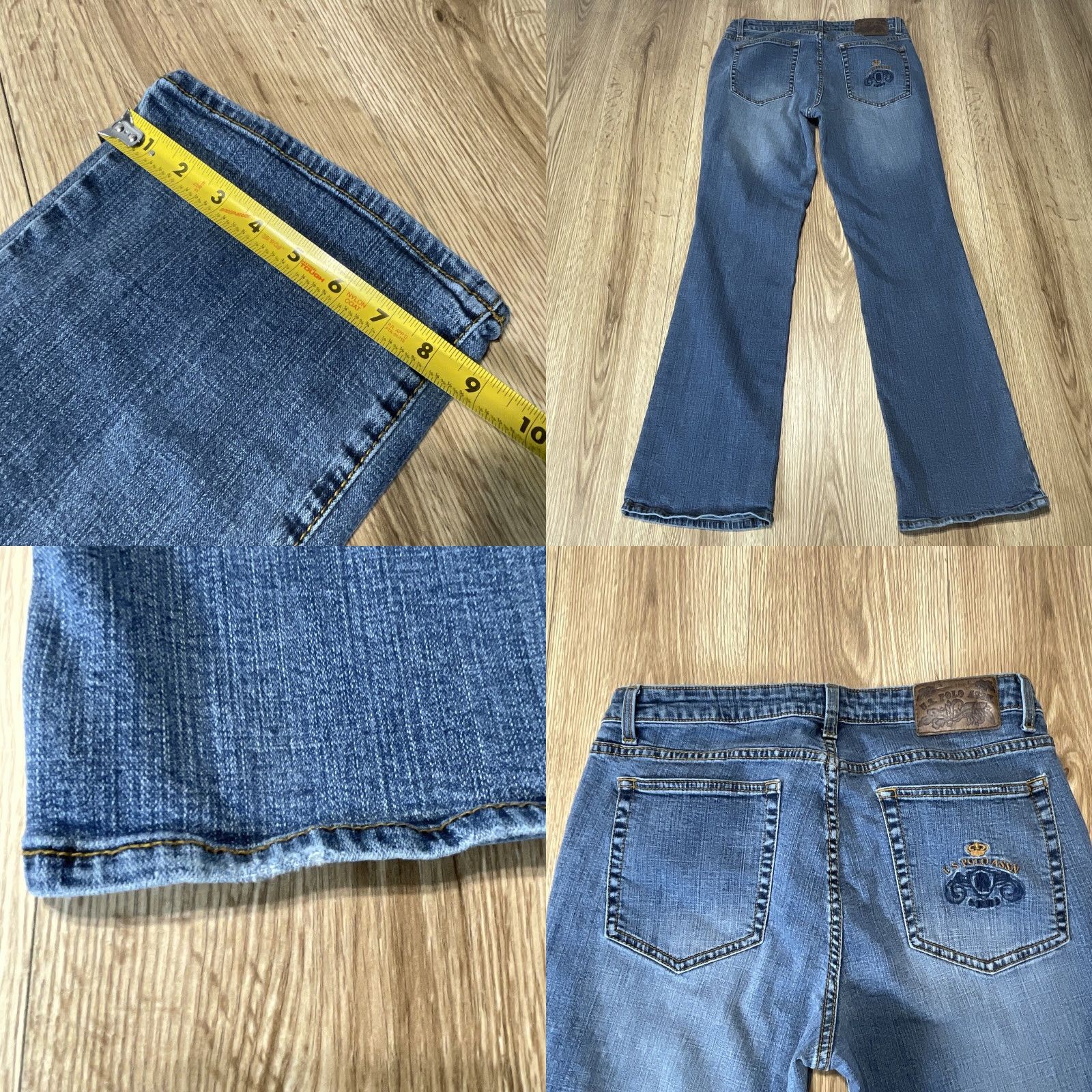 Vintage US Polo Assn. Women's Bootcut Jeans Embroidered Pocket Blue Size 12 Size 34" / US 12 / IT 48 - 8 Thumbnail