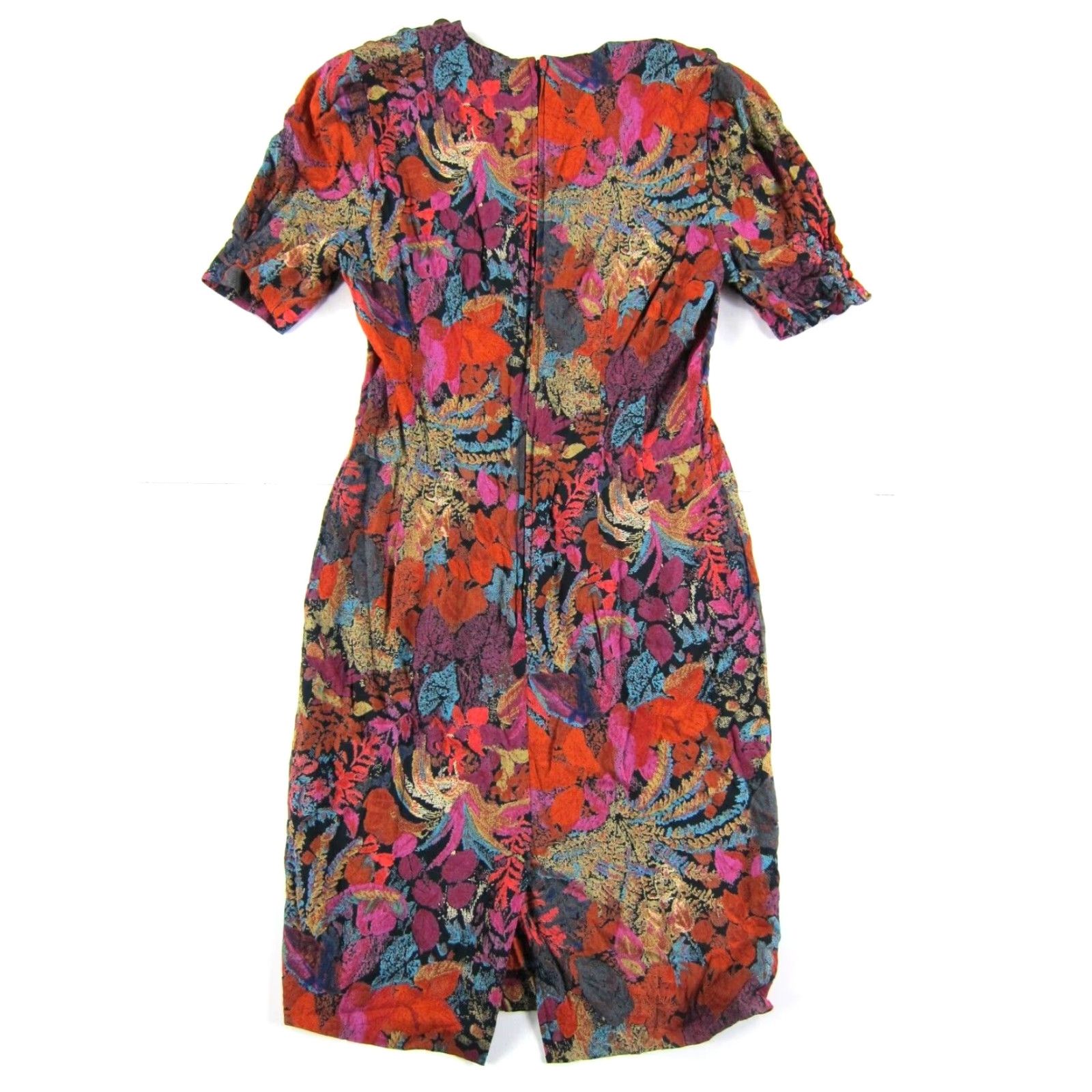Pinko Positive Attitude 100% Rayon Short Sleeve Sheath Dress Small Vintage Women Knee Length Orange Pink Blue Dress Size 28" / US 6 / IT 42 - 2 Thumbnail