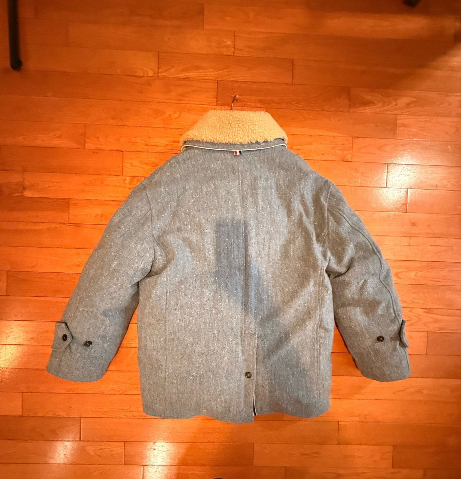 Thom Browne DOWNFILL OVERSIZED PEACOAT IN ENGINEERED SOLID DONEGAL WOOL Size US M / EU 48-50 / 2 - 3 Thumbnail