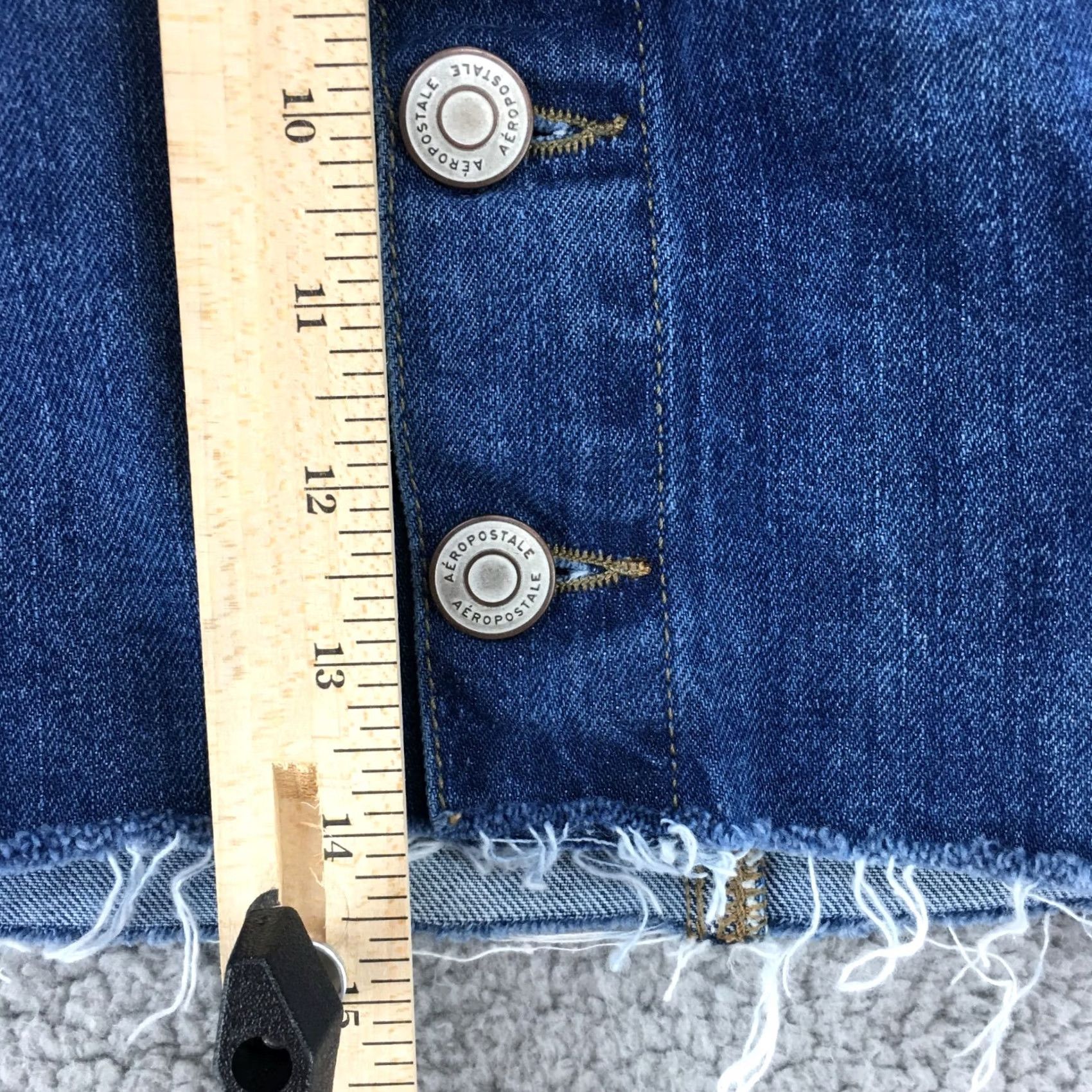Vintage Aero High Rise Button Fly Mini Skirt Womens 8 Blue Denim Medium Wash Flat Front Size 30" / US 8 / IT 44 - 4 Thumbnail
