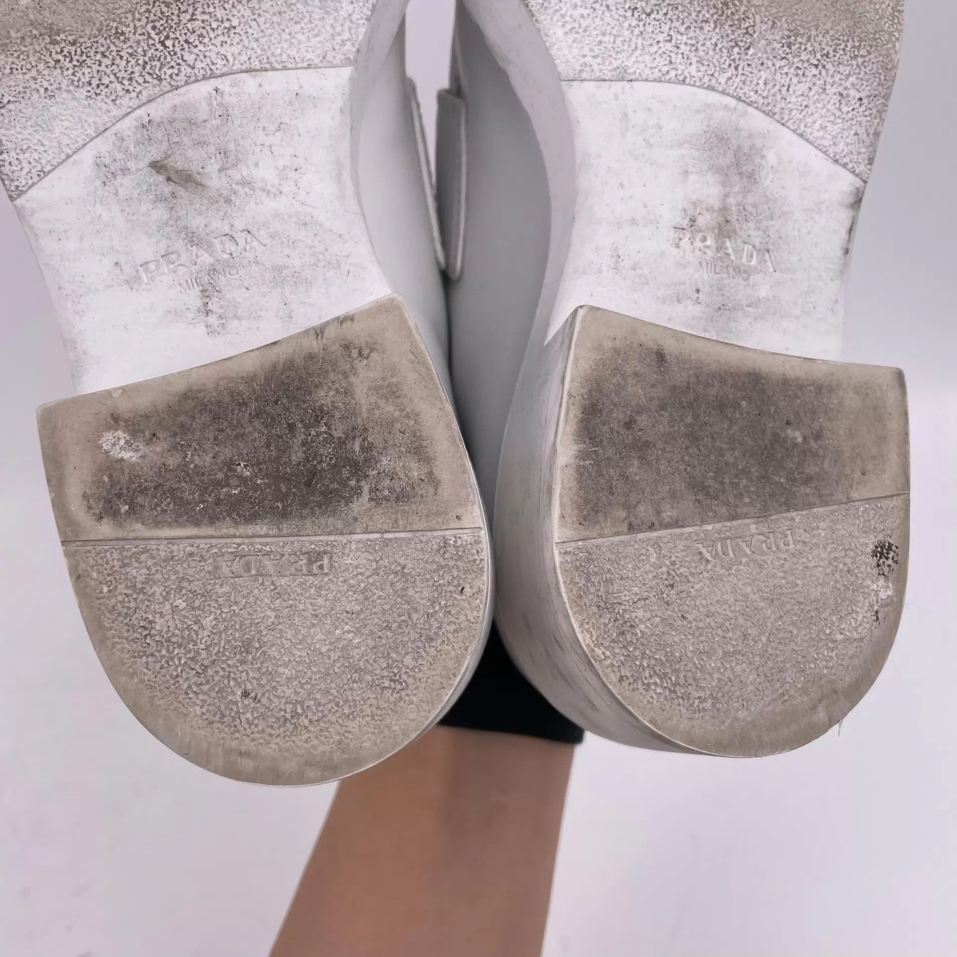 Prada Prada Women's White Chocolate Glossy Logo Loafer Size US 6.5 / IT 36.5 - 8 Thumbnail