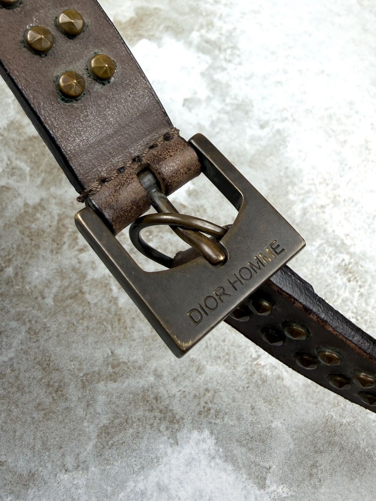 Dior × Hedi Slimane AW05 Dior Homme Hedi Slimane Studded Thin Leather Belt Size 36 - 5 Thumbnail