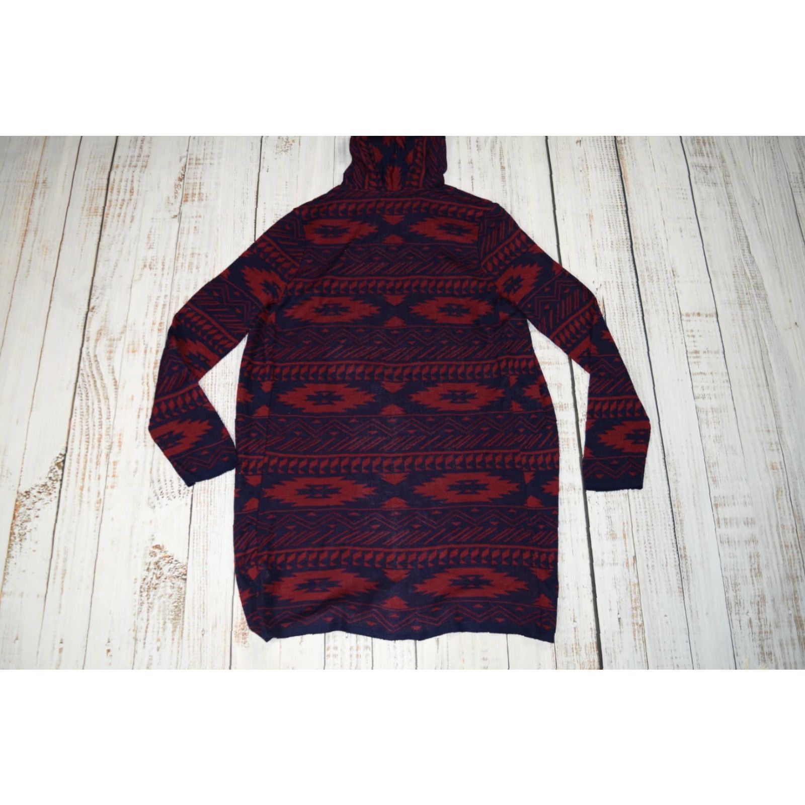 Vintage VINTAGE Cotton Emporium Cardigan Womens Large Red Aztec Geometric Knit Open Front 100% Acrylic Casual Size L / US 10 / IT 46 - 7 Thumbnail