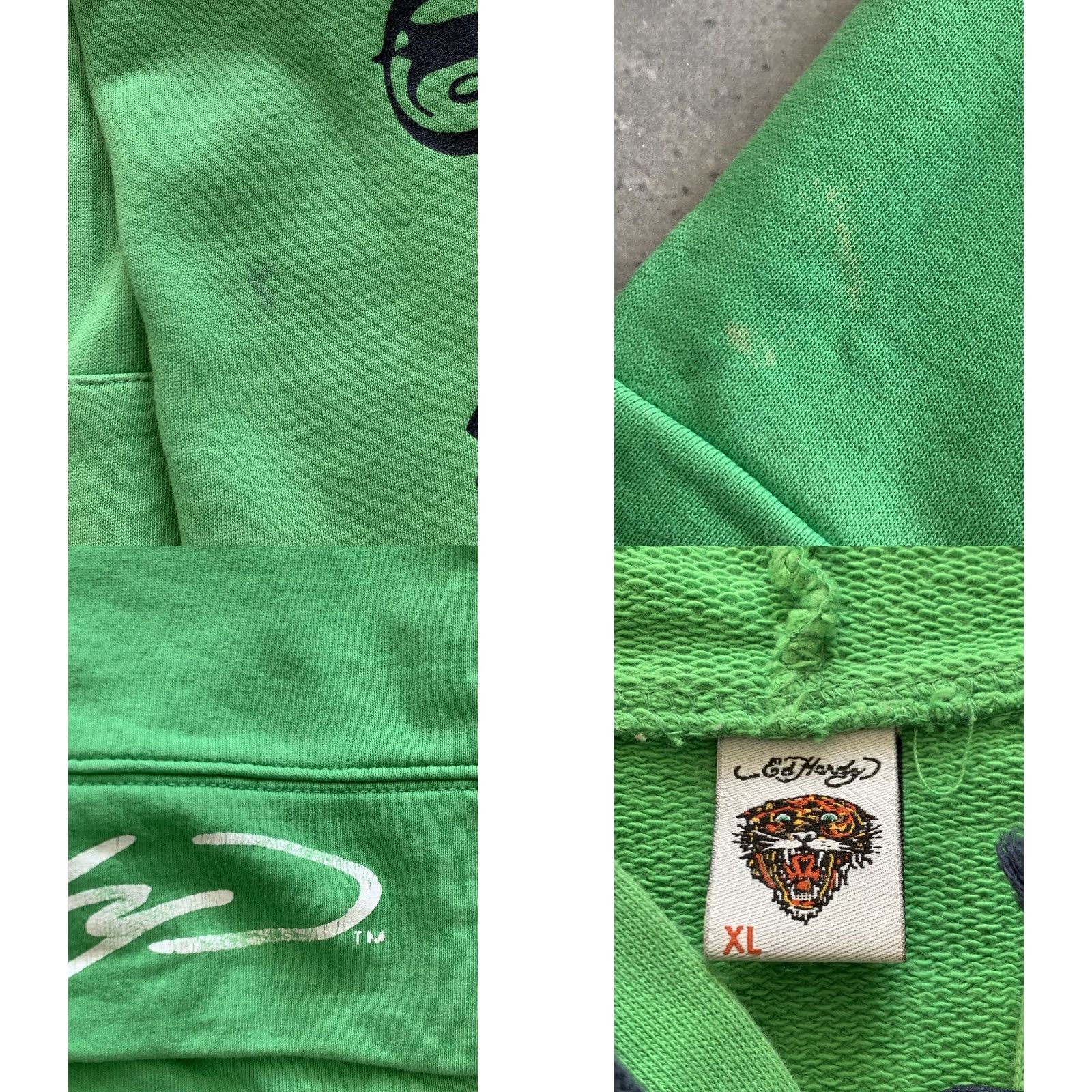 Ed Hardy ED HARDY Hoodie by Christian Audigier ZIP Green Men XL Crew Neck Full Zip Skull Tattoo Style Shirt Mens Size US XL / EU 56 / 4 - 9 Thumbnail