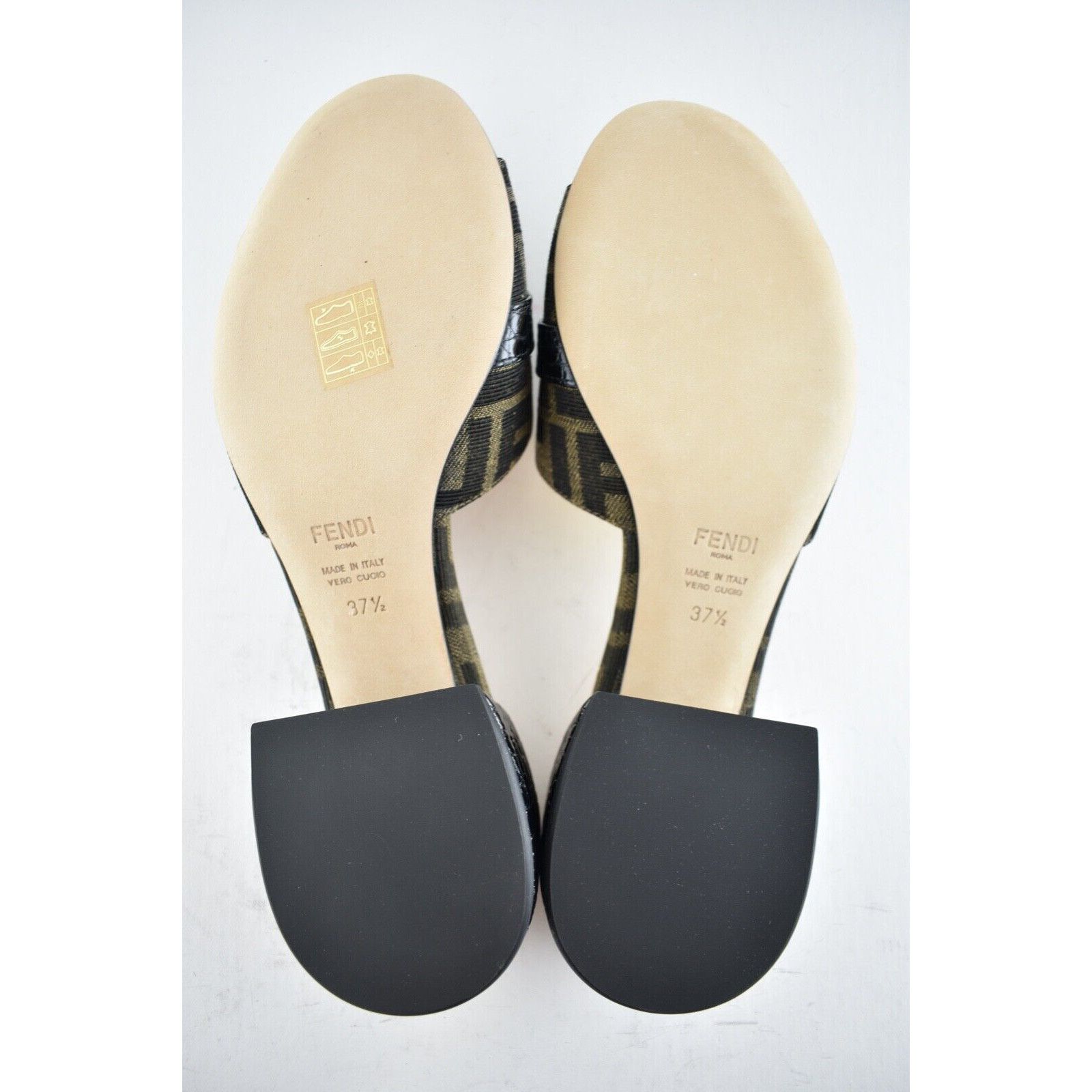 Fendi Fendi Black Brown Monogram Logo Backless Sandal Block Size US 7.5 / IT 37.5 - 12 Thumbnail