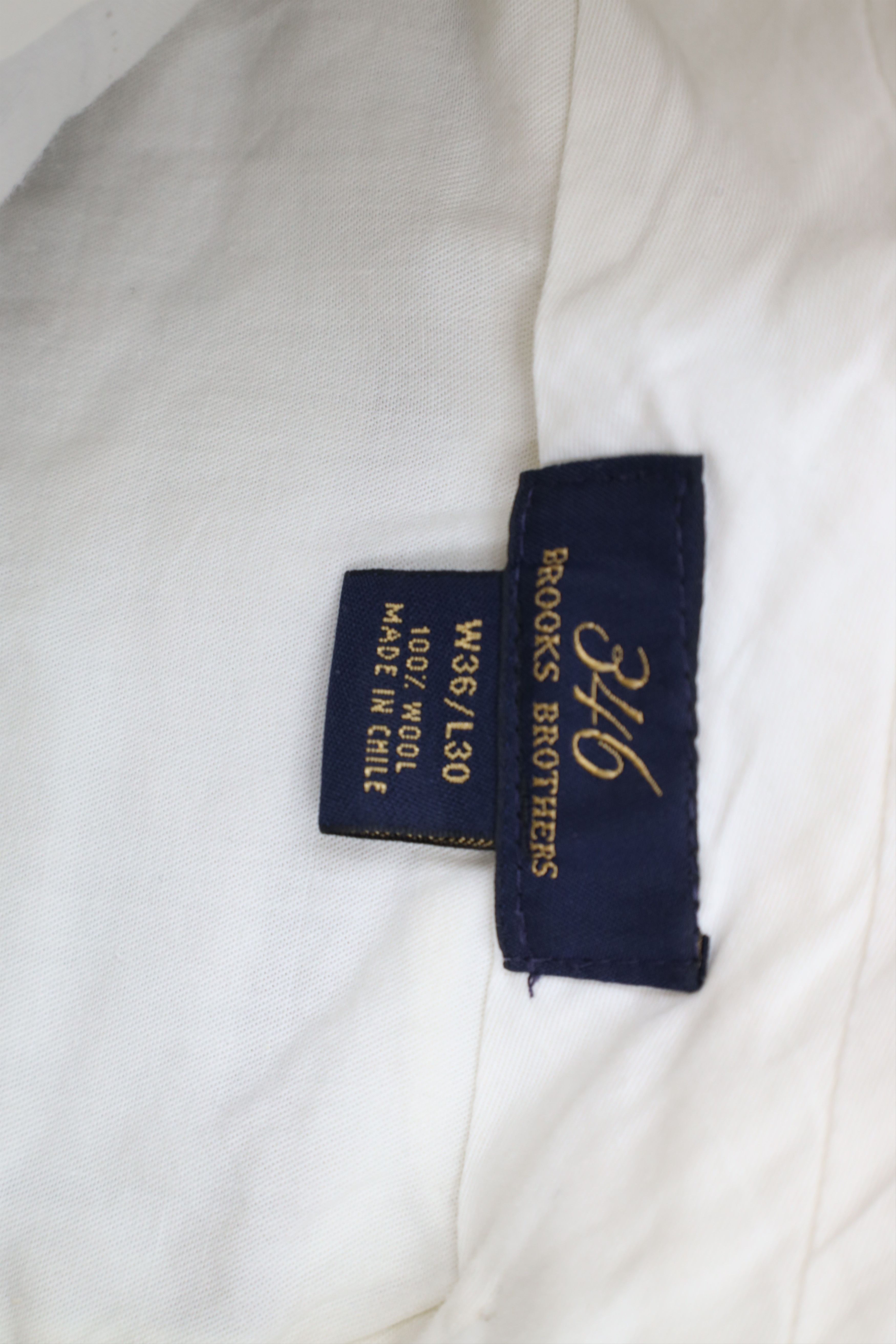 Brooks Brothers × Vintage Vintage 90s Brooks Brothers Cuffed Wool Chino Pants Beige Size US 36 / EU 52 - 8 Thumbnail