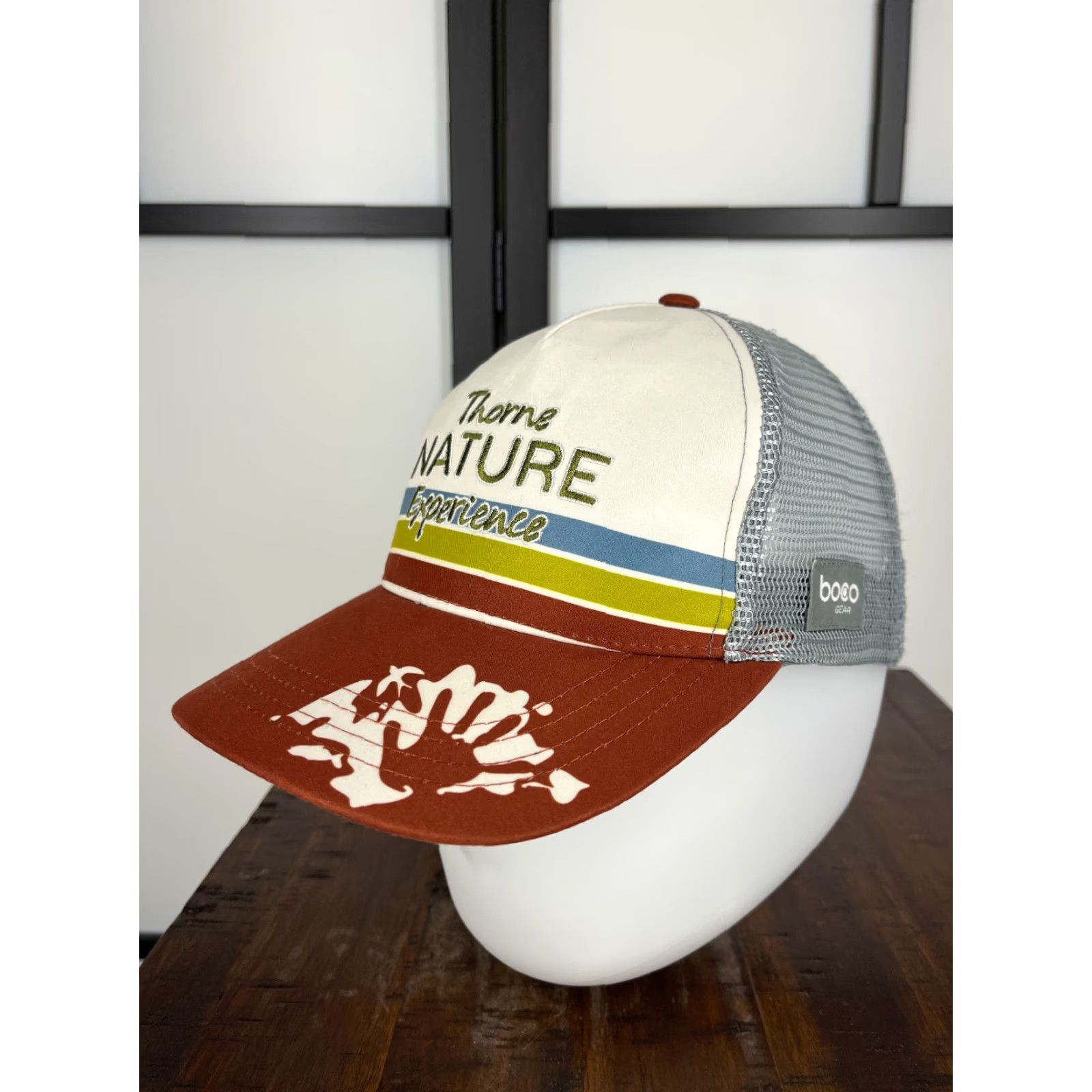 Vintage Boco Gear Hat Trucker Adult Medium Brown A dult Medium Brown Trucker Hat Cap Camp Hiking Nature Logo Size ONE SIZE - 4 Thumbnail