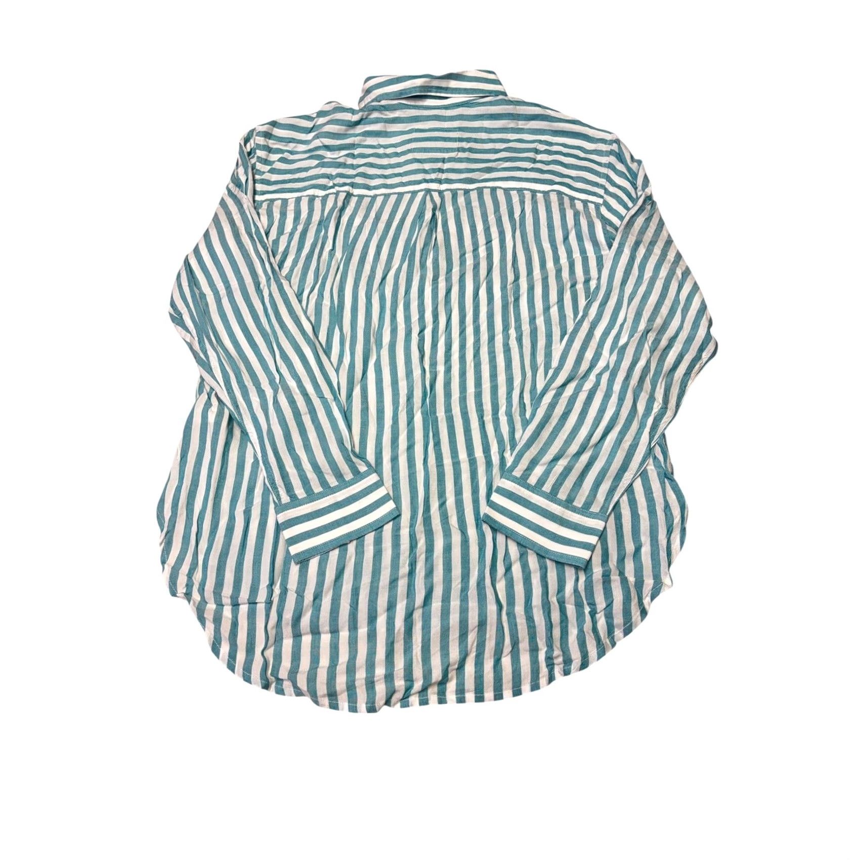 Rails Rails Striped Button Down Shirt Teal White Long Sleeve Shirt S Women Dress Shirt Blouse Tunic Casual Everyday Size S / US 4 / IT 40 - 6 Thumbnail