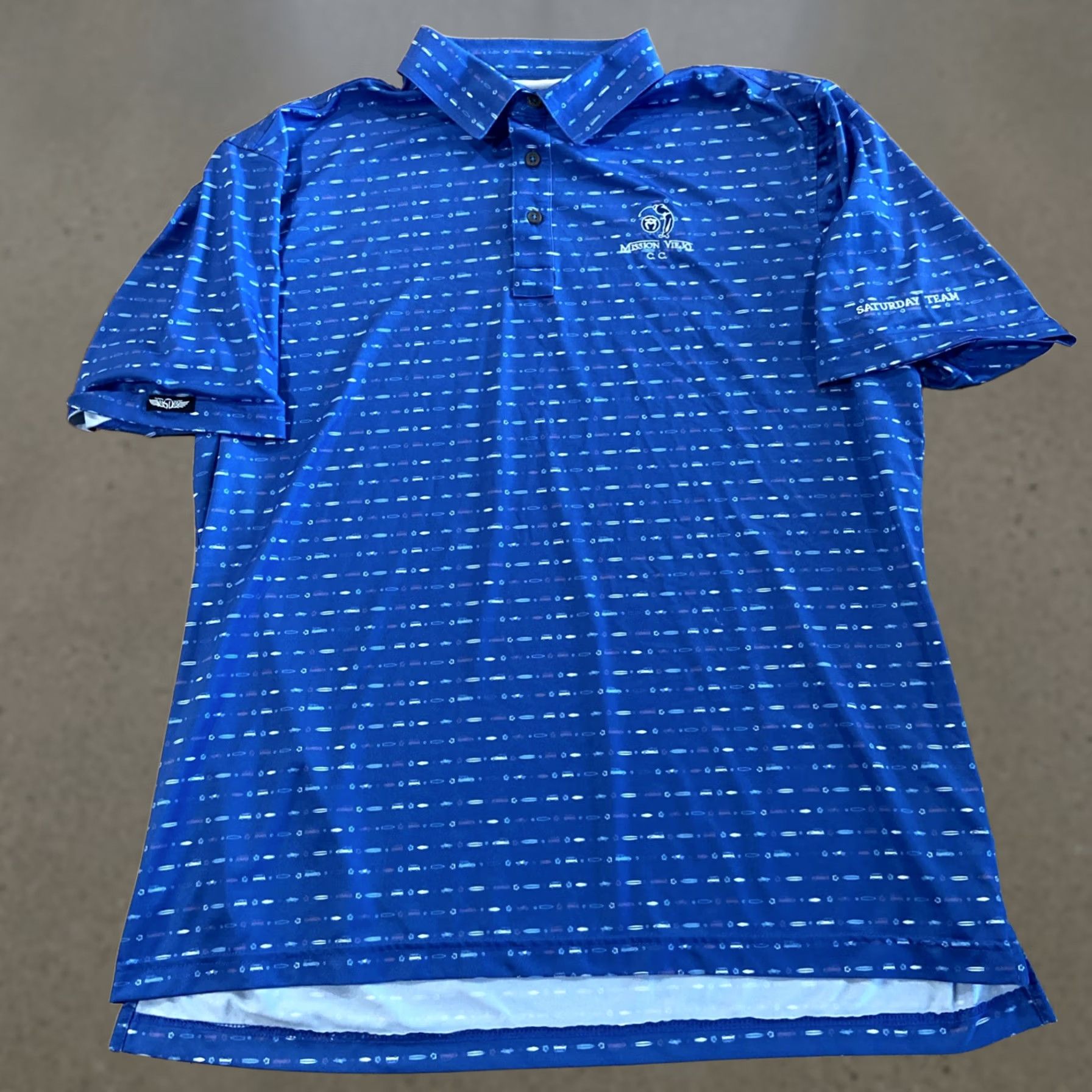 Peter Millar Peter Millar Performance Polo Shirt L Blue Striped Short Sleeve Collared Golf Mission Viejo Country Club Men Size US L / EU 52-54 / 3 - 1 Thumbnail