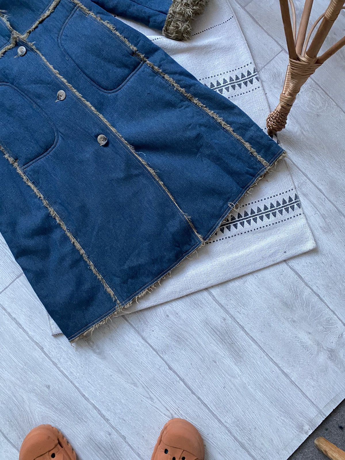 Hysteric Glamour Vintage 90s Y2K Denim Faux Fur Coat Trench Penny Lane Size L / US 10 / IT 46 - 3 Thumbnail