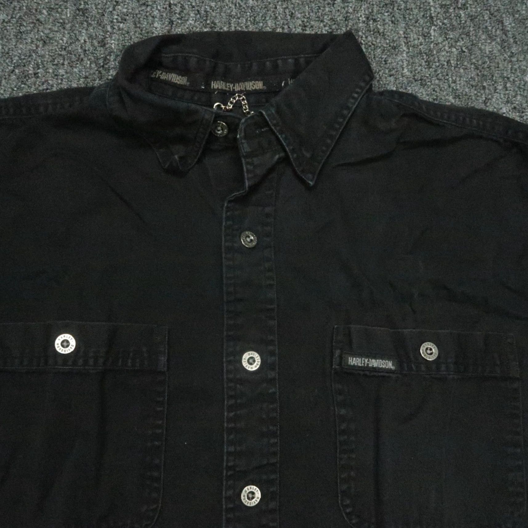 Harley Davidson VINTAGE Harley-Davidson Shirt Mens Large Black Eagle Patriotic USA Long Sleeve Button-Up Size US L / EU 52-54 / 3 - 3 Thumbnail