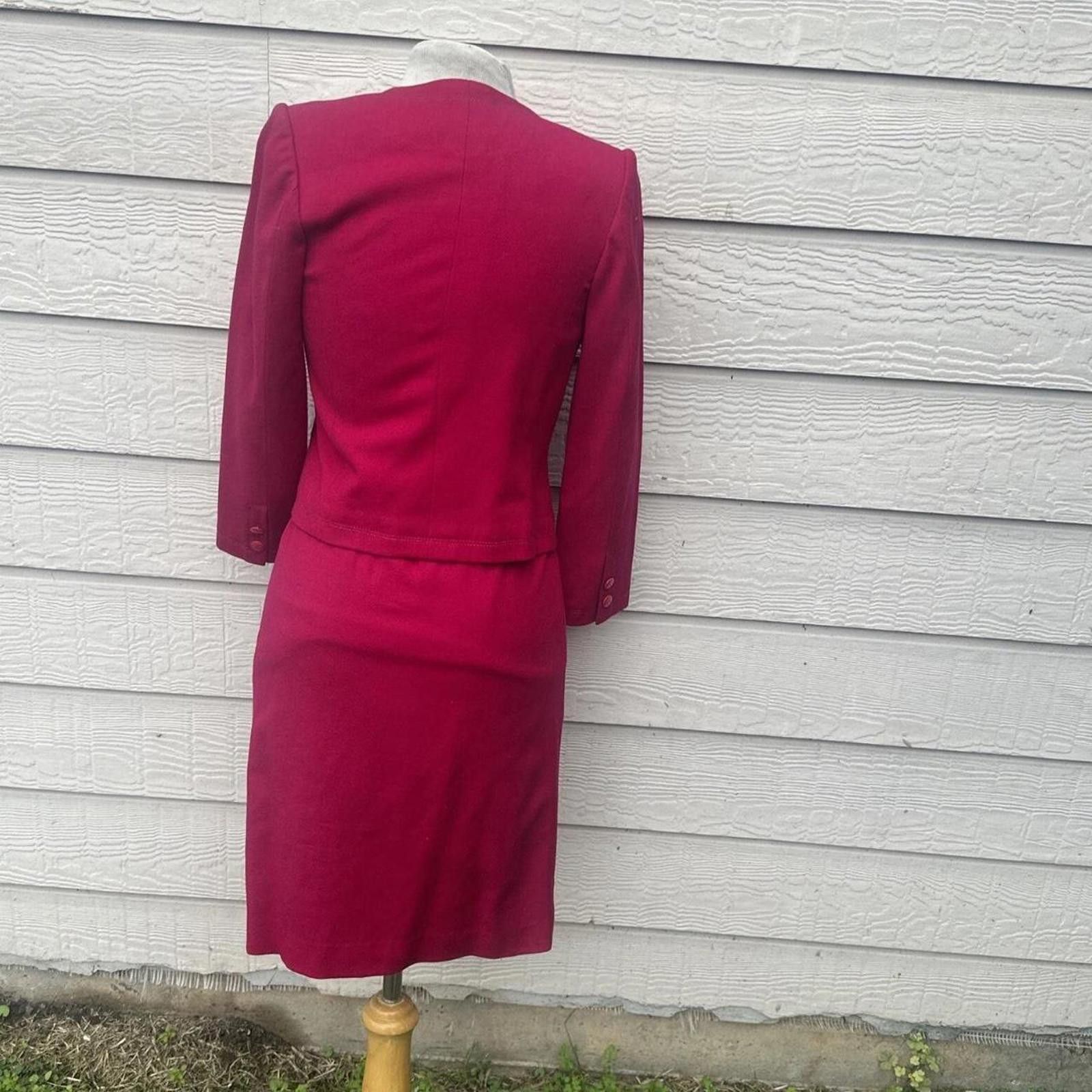 Other Vintage 80s Pink Skirt Suit Size S Wool Asymmetrical Size S / US 4 / IT 40 - 6 Thumbnail