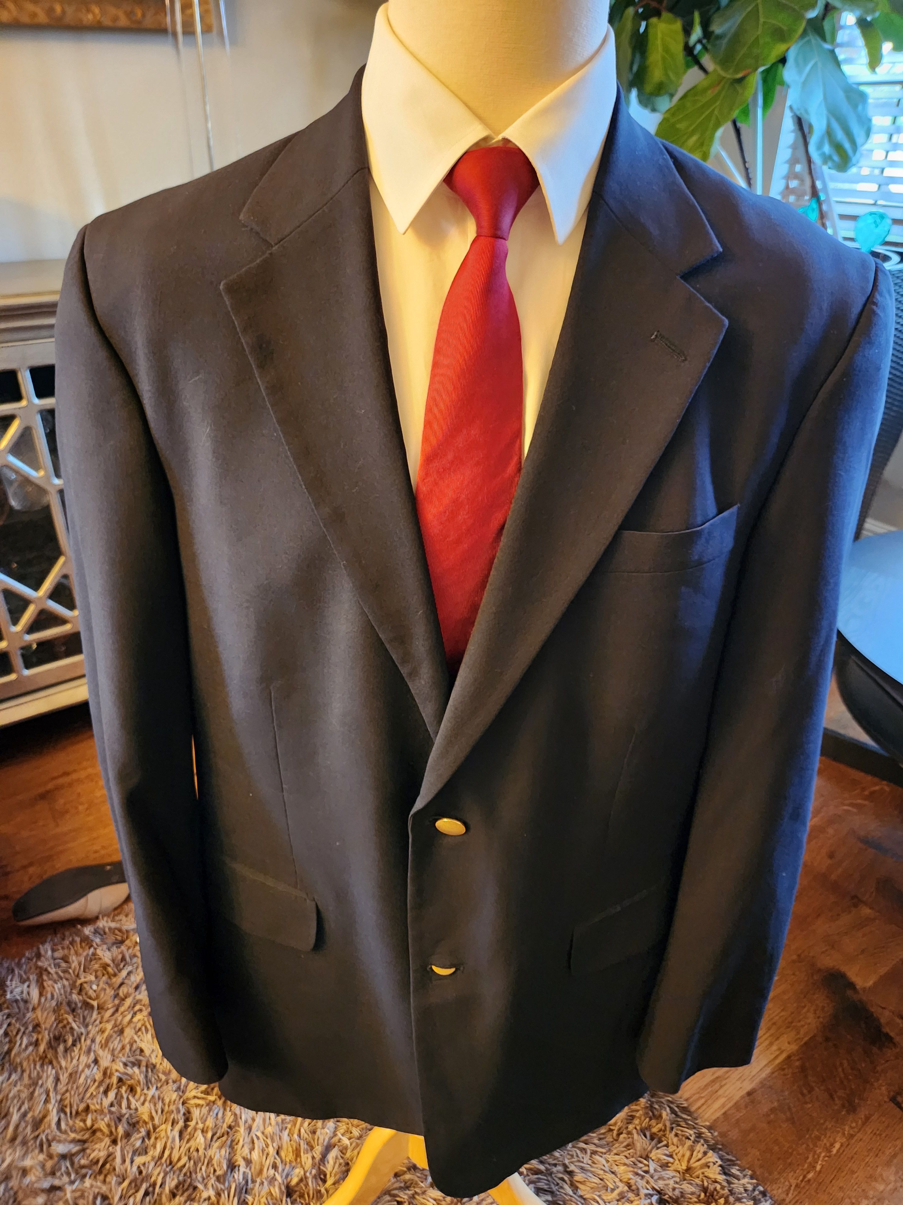 Lands' End Vintage 100% Wool Navy Blue Blazer Sz 43L Size 42L - 1 Thumbnail