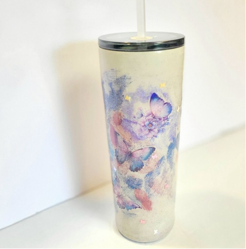 Handmade Hand Crafted Ozark Trail 30 Oz Floral Butterfly Tumbler Size ONE SIZE - 3 Thumbnail
