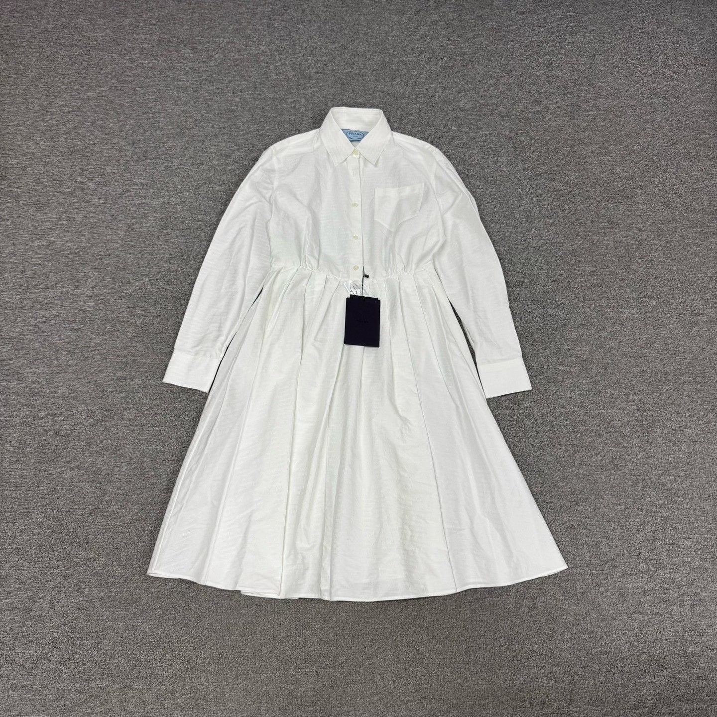 Prada Prada White Shirt Dress with Embossed Print Size S / US 4 / IT 40 - 1 Thumbnail