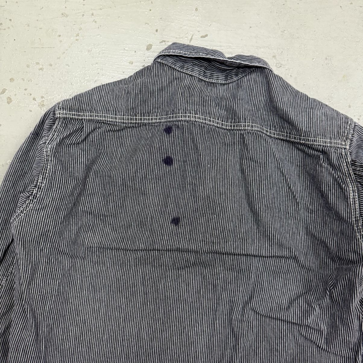 Japanese Brand 🔥Vintage Dogman Hickory Stripe Distressed Denim Work Jacket Size US L / EU 52-54 / 3 - 7 Thumbnail