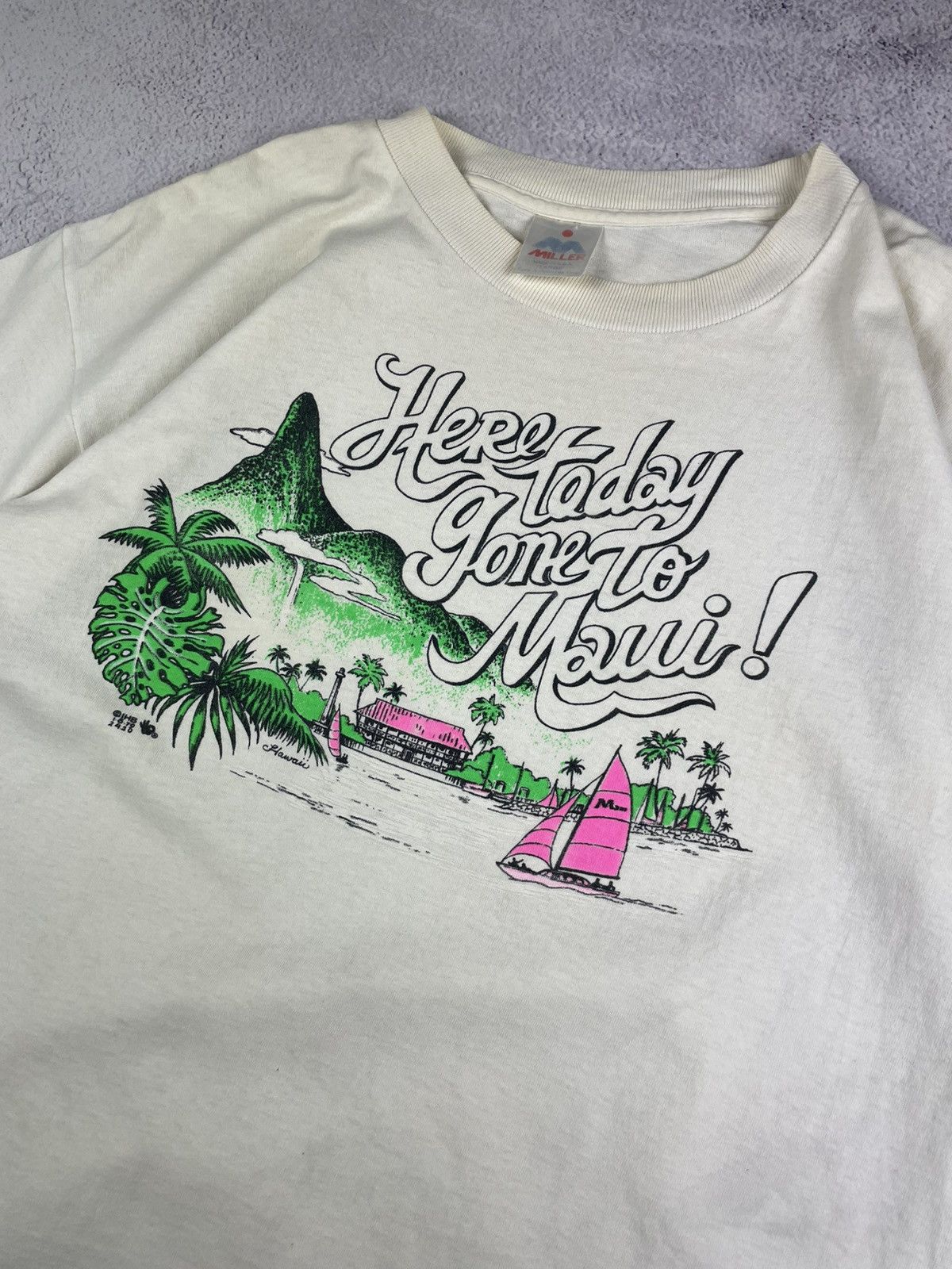 Vintage Vintage 70 80s Here Today Gone To Maui Hawaii T-shirts sz L Size US L / EU 52-54 / 3 - 5 Thumbnail