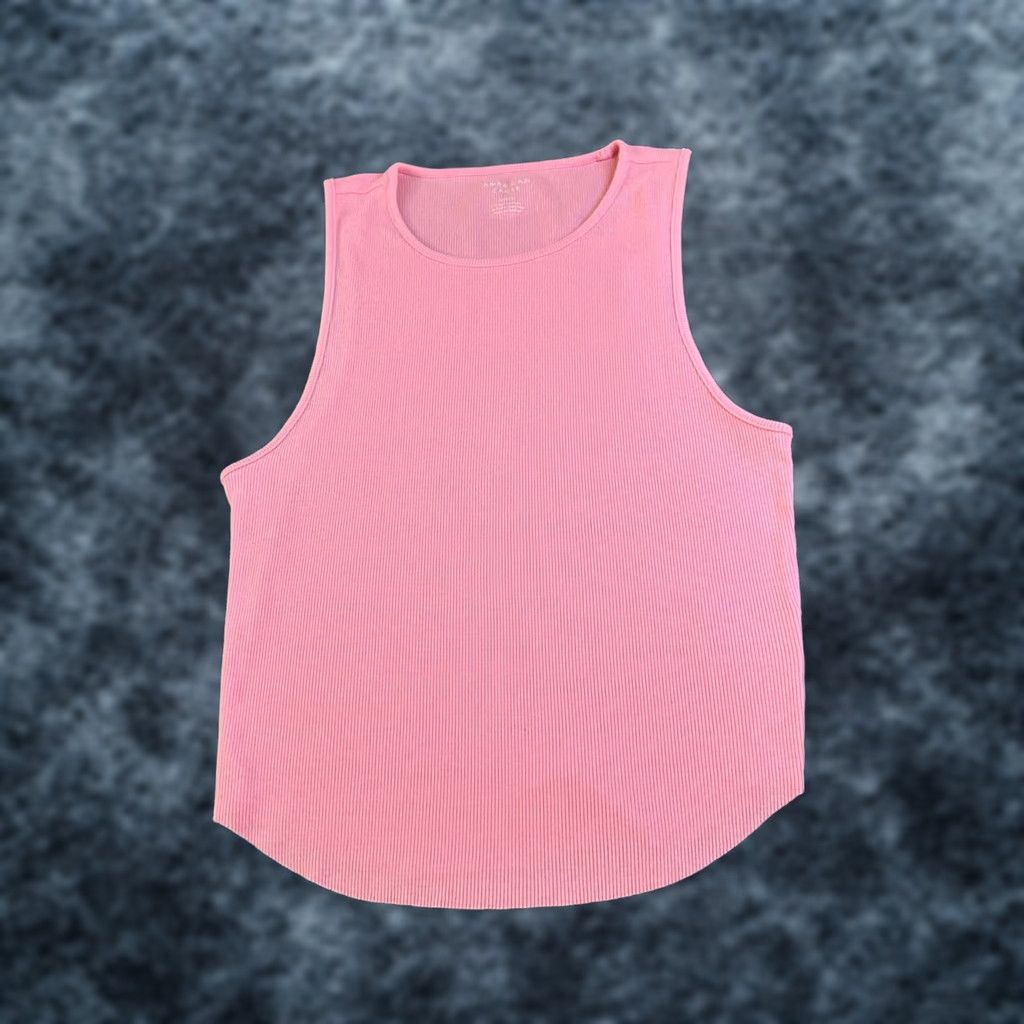 Vintage VINTAGE: not applicable, so omit. American Eagle Tank Women's Large Pink Ribbed Sleeveless Round Neck Casual Basic Tank Top Size L / US 10 / IT 46 - 1 Thumbnail