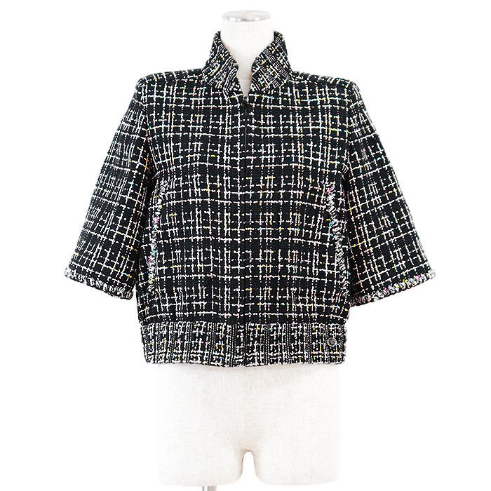 Chanel Chanel Chanel P61326 Tweed Silk Blend Cropped Jacket Cotton Outerwear P61326 DUTY FREE for USA Size ONE SIZE - 1 Thumbnail