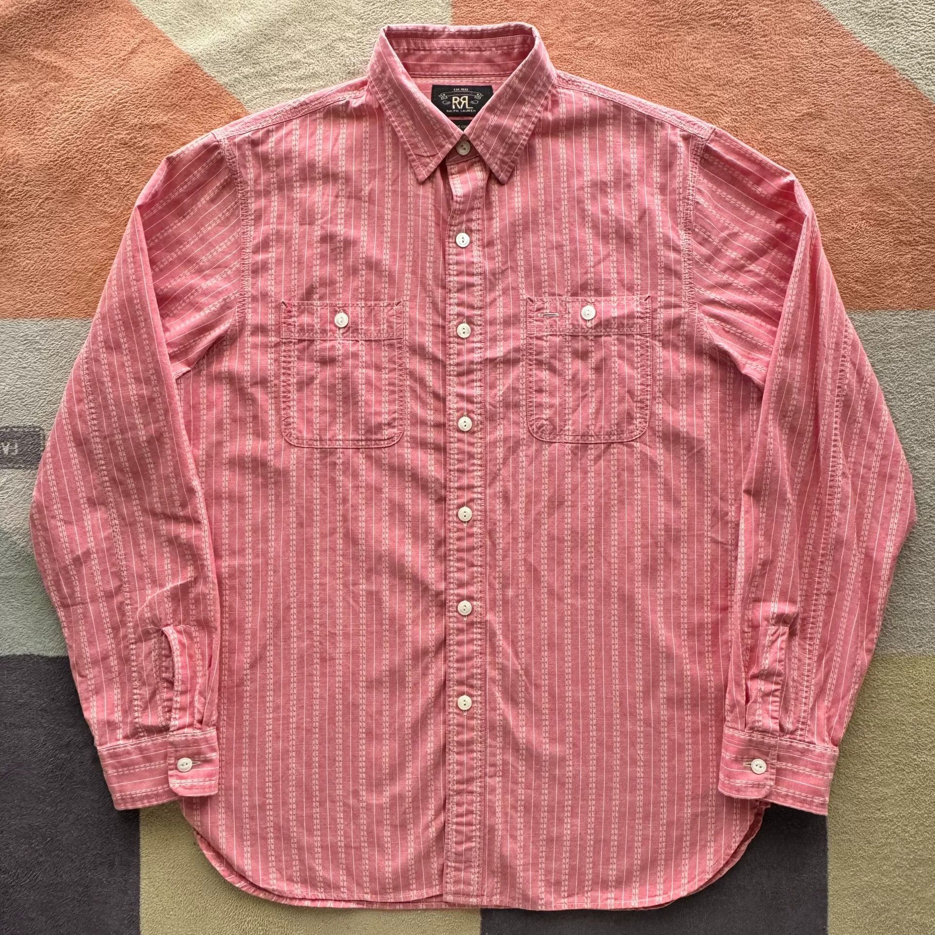 RRL Ralph Lauren Ralph Lauren Double RL Pink Striped Shirt Size US M / EU 48-50 / 2 - 1 Thumbnail