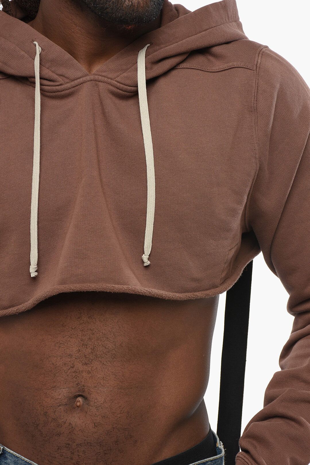 Rick Owens og1mm1025 Cotton Cropped Hoodie in Brown Size US M / EU 48-50 / 2 - 3 Thumbnail