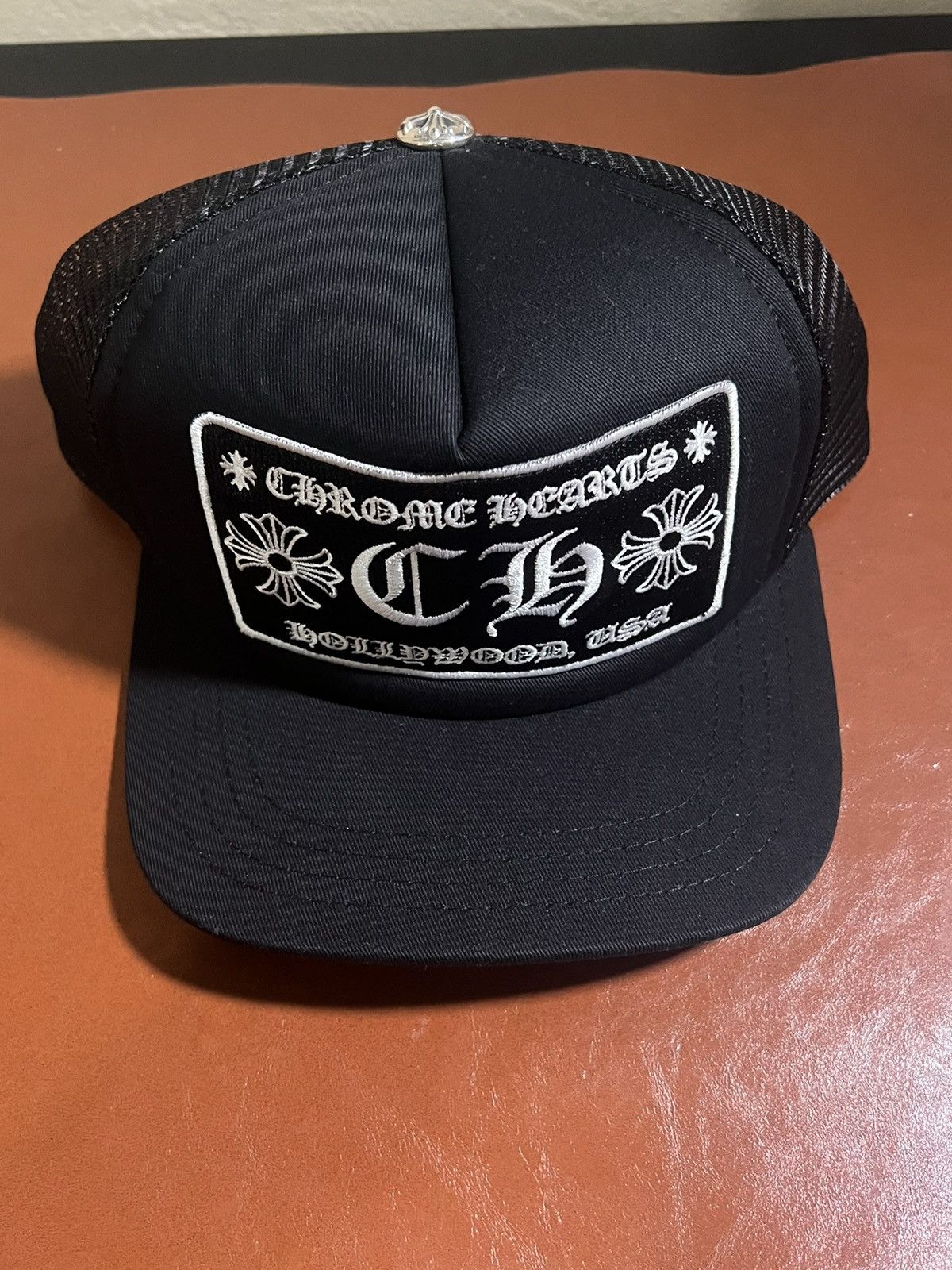 Pre-owned Chrome Hearts X Vintage Chrome Hearts Hollywood Trucker Hat In Black