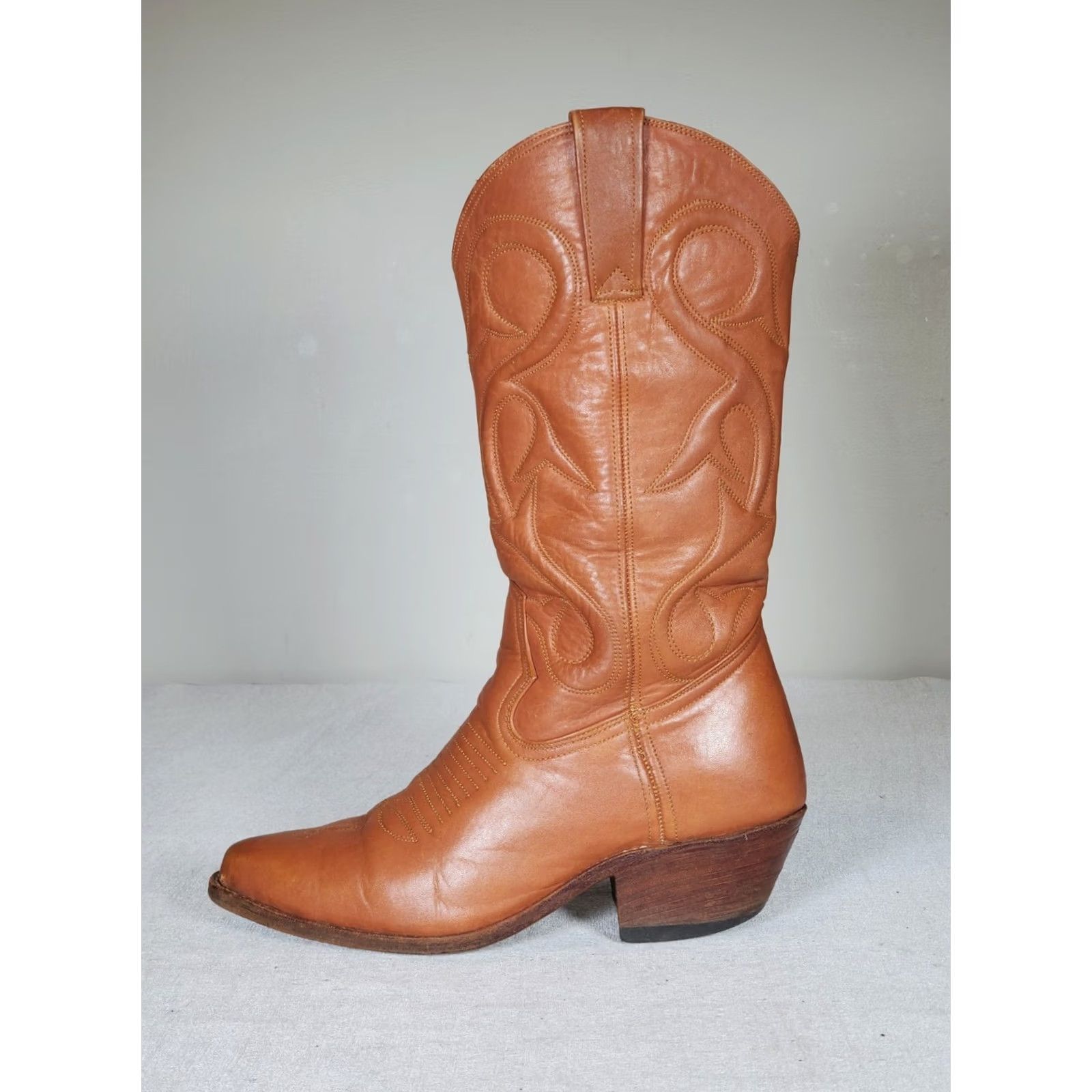 Vintage VTG Light Brown Leather Western Cowgirl Boots Embroidered Women's US 6* Dress/Boots Casual Western, Cowgirl, Ranch Mens Womens Girls Boys Size US 6 / IT 36 - 5 Thumbnail
