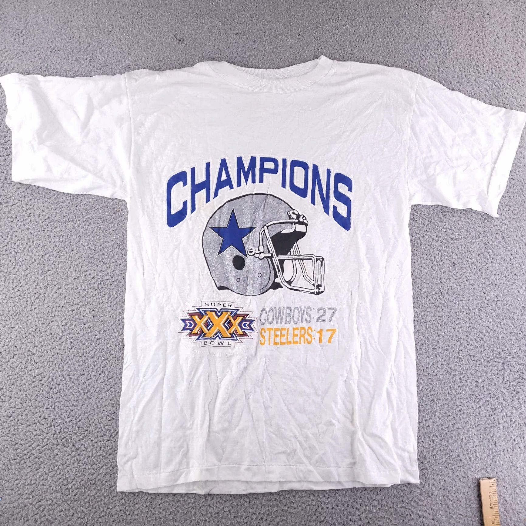 Vintage VINTAGE Wizard T shirt Mens L White Cowboys 1996 Superbowl Single Stitch? Size US L / EU 52-54 / 3 - 2 Thumbnail