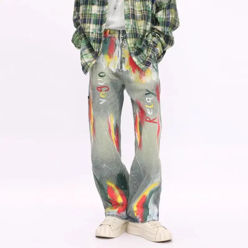 Japanese Brand Retro straight leg wide leg graffiti jeans Size US 32 / EU 48 - 4 Thumbnail