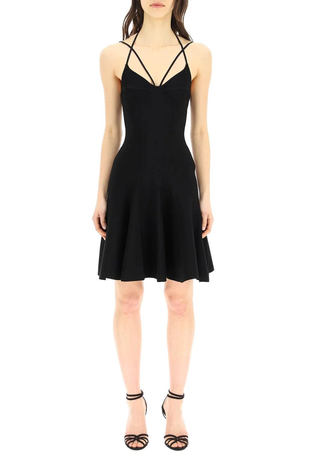 Alexander McQueen o1y0325 Midi Dress in Black Size L / US 10 / IT 46 - 3 Thumbnail
