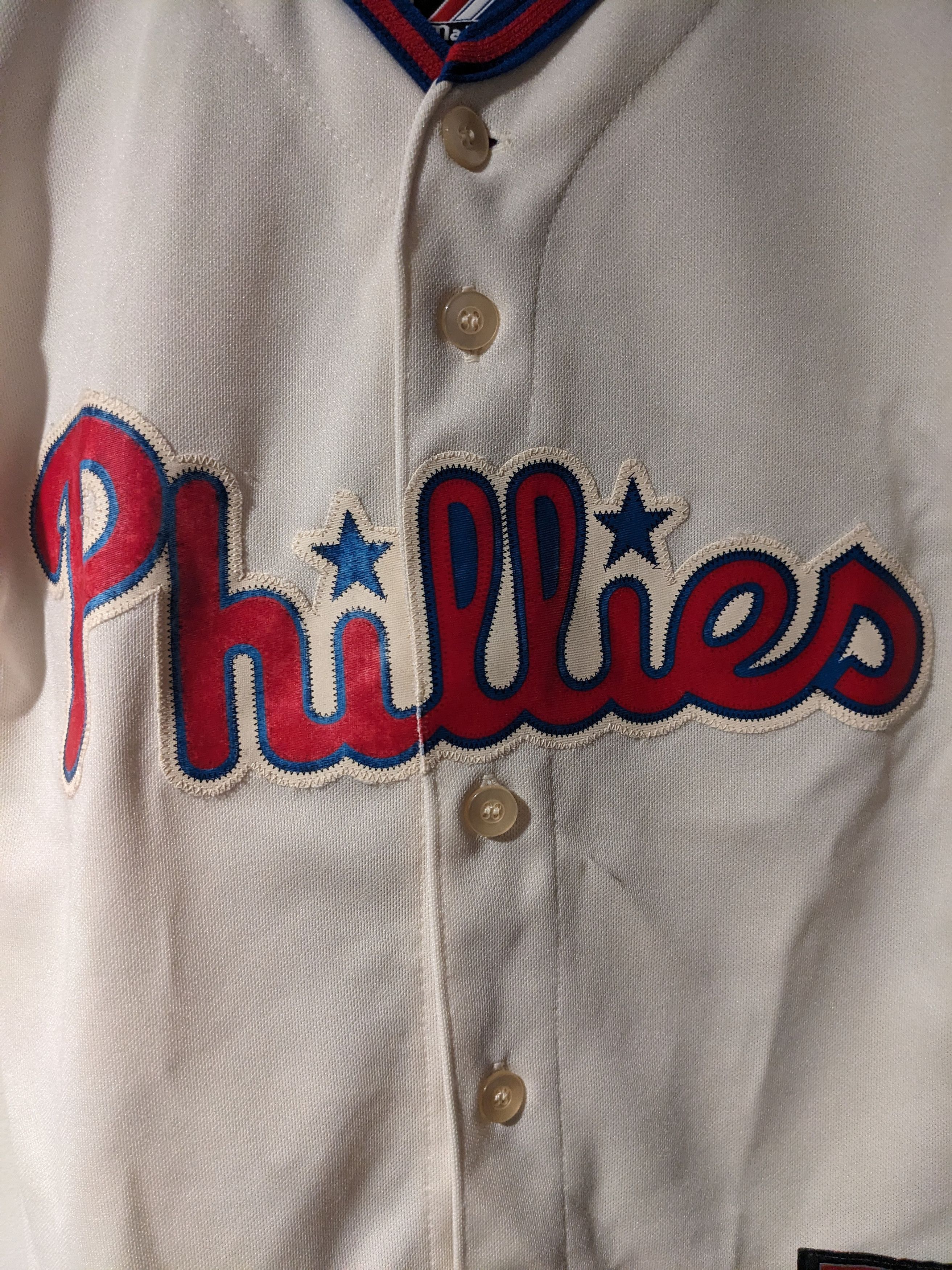 MLB Vintage Y2K Phillies MLB Baseball Kids Medium Beige Jersey Size US M / EU 48-50 / 2 - 2 Thumbnail